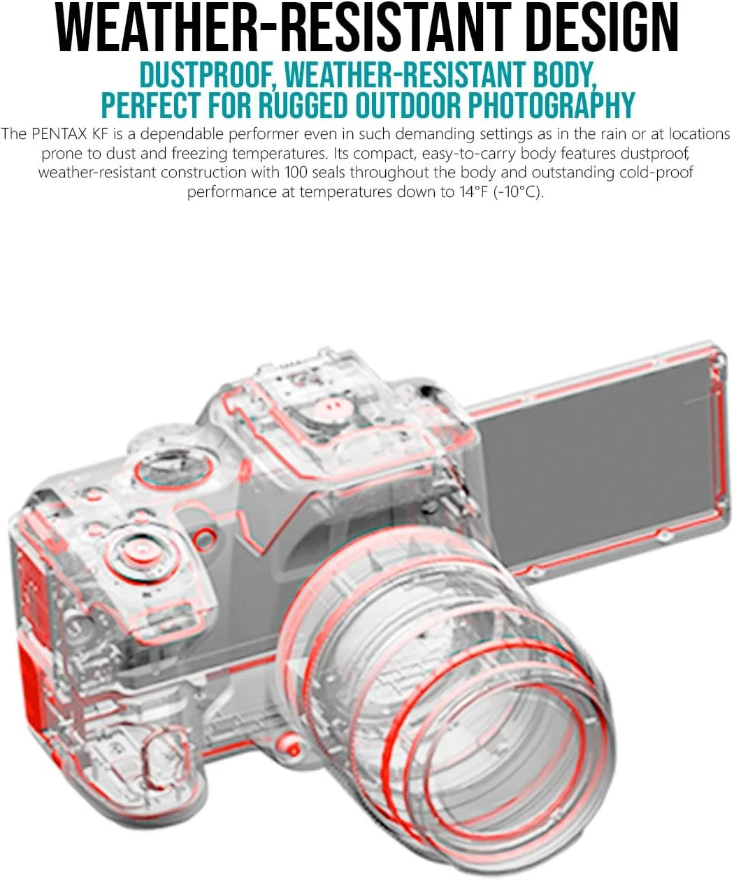 کیت دوربین DSLR پنتاکس KF (مشکی) با لنز PENTAX DA L 18-55mm F3.5-5.6 AL WR به همراه لنز پنتاکس، کیف لوازم جانبی و بسته نرم افزاری شامل 4 نرم افزار OEM Photo و مجموعه نرم افزاری هنری (5 مورد) کیت دوربین DSLR پنتاکس KF (مشکی) با لنز PENTAX DA L 18-55mm F3.5-5.6 AL WR به همراه لنز پنتاکس، کیف لوازم جانبی و بسته نرم افزاری شامل 4 نرم افزار OEM Photo و مجموعه نرم افزاری هنری (5 مورد)