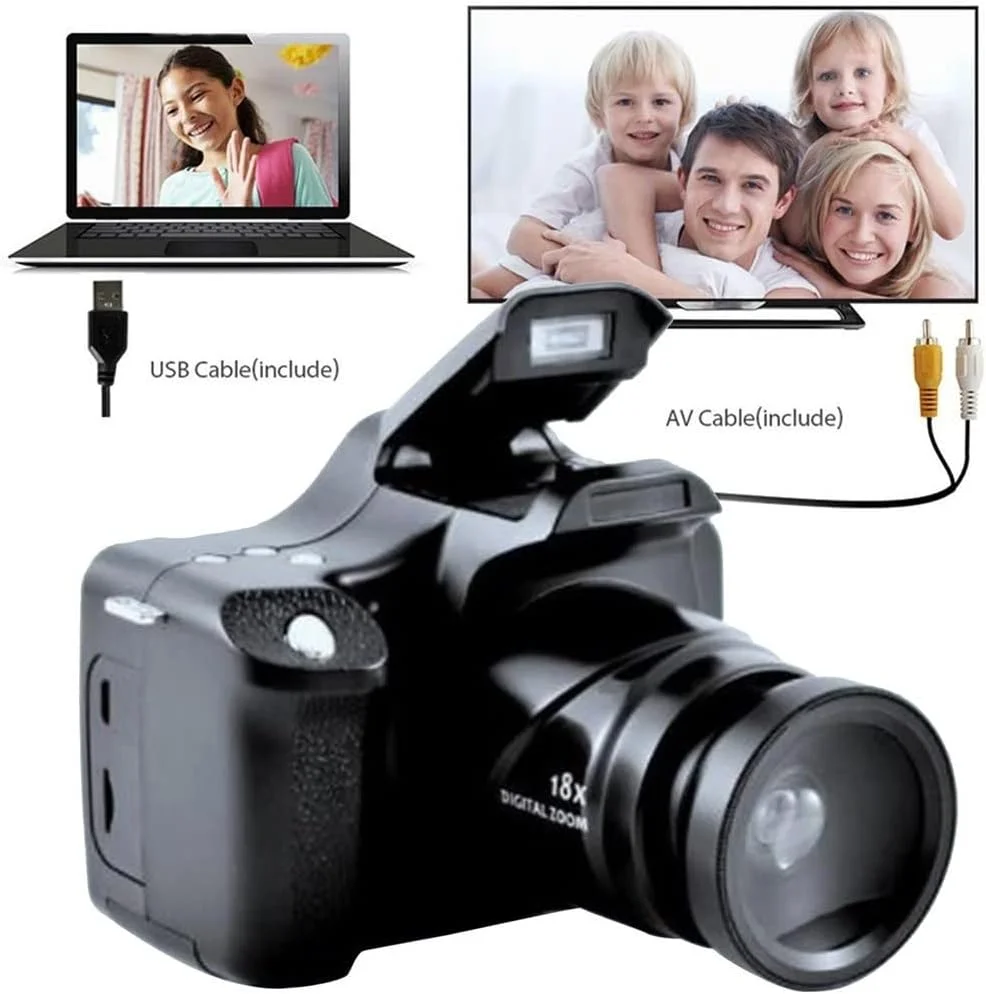 دوربین عکاسی دیجیتال 2.7 اینچی برای نوجوانان، دوربین دیجیتال SLR قابل شارژ، لنز فوق عریض ماکرو، دوربین فیلمبرداری دیجیتال 3.0 اینچی با کیفیت بالا