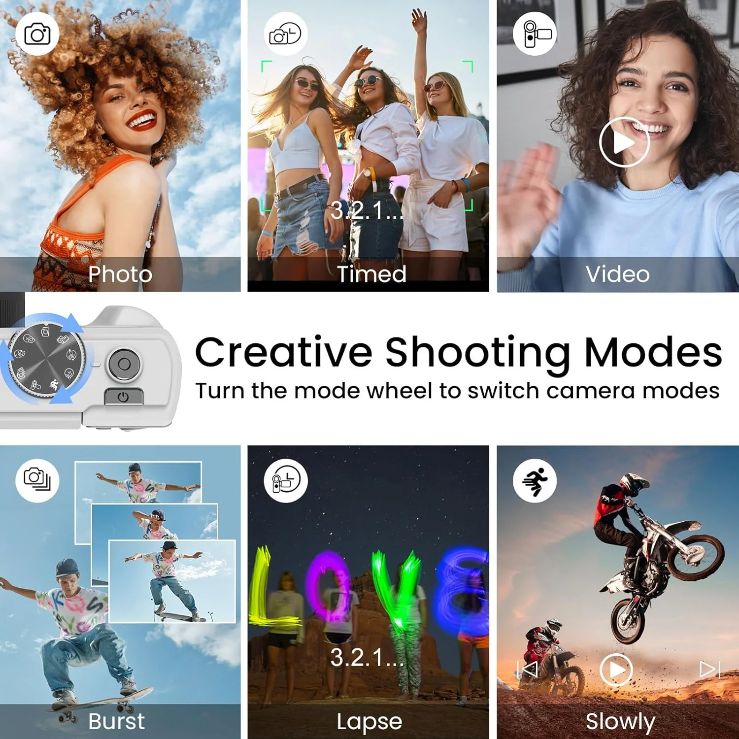 دوربین دیجیتال 5K برای عکاسی، دوربین فیلمبرداری با فوکوس خودکار 75 مگاپیکسل و وای فای برای یوتیوب با صفحه نمایش 3 اینچی چرخان 180 درجه، دوربین فشرده با زوم دیجیتال 18X به همراه کارت حافظه 64 گیگابایتی و 2 باتری برای مبتدیان، سفید