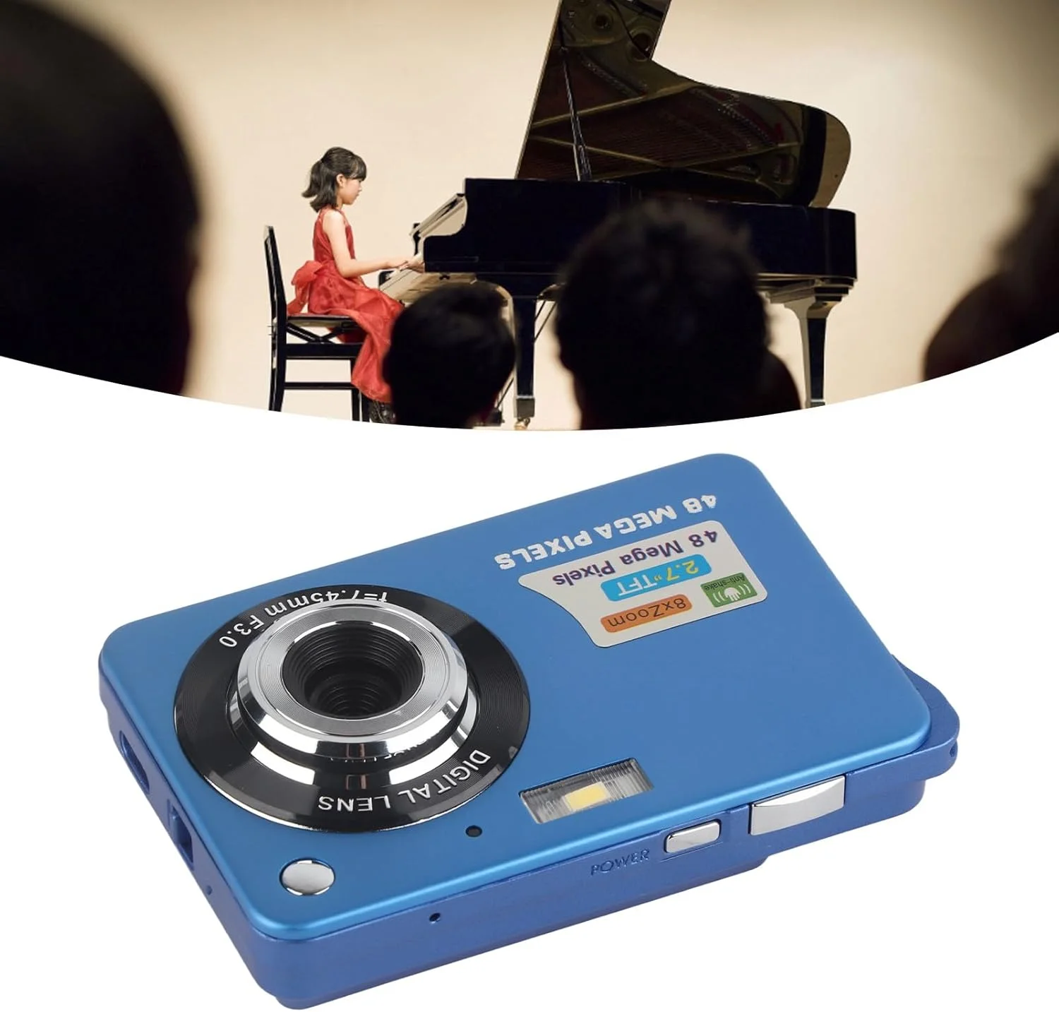 دوربین جیبی قابل شارژ با پشتیبانی کارت حافظه 128 گیگابایتی، دوربین دیجیتال 4K 48 مگاپیکسلی با زوم 8 برابر و صفحه نمایش LCD 2.7 اینچی، دوربین انتقال USB برای مبتدیان (آبی) دوربین جیبی قابل شارژ با پشتیبانی کارت حافظه 128 گیگابایتی، دوربین دیجیتال 4K 48 مگاپیکسلی با زوم 8 برابر و صفحه نمایش LCD 2.7 اینچی، دوربین انتقال USB برای مبتدیان (آبی)