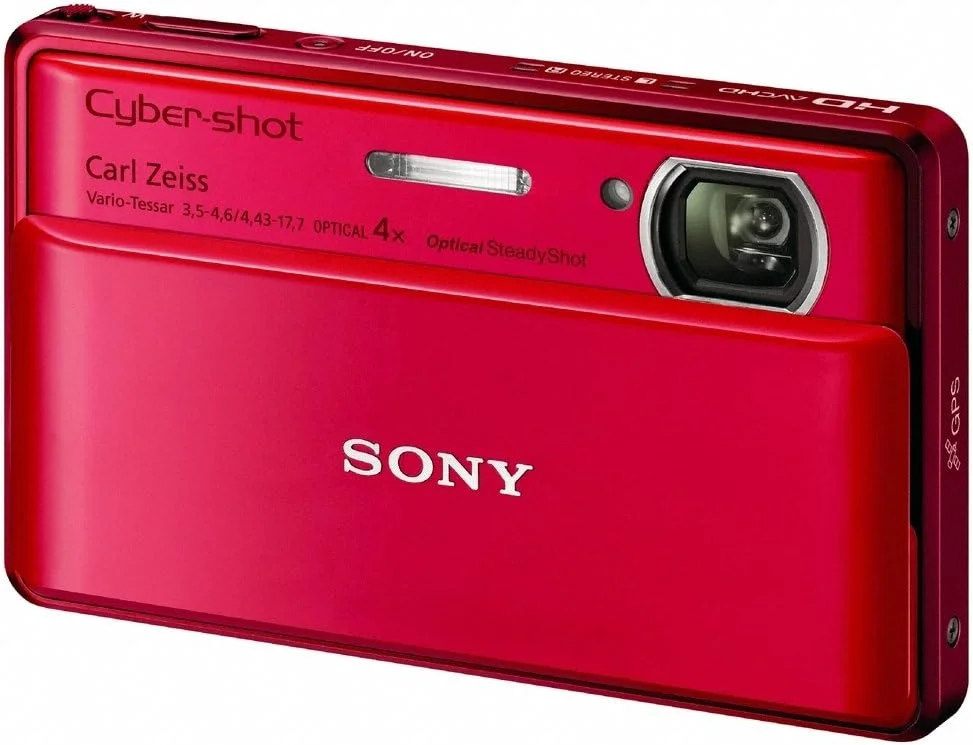 دوربین دیجیتال سونی Cyber-Shot DSC-TX100V با حسگر CMOS Exmor R با رزولوشن 16.2 مگاپیکسل، صفحه لمسی 3.5 اینچی OLED، پانورامای سه بعدی و فیلمبرداری Full HD 1080/60p (قرمز)