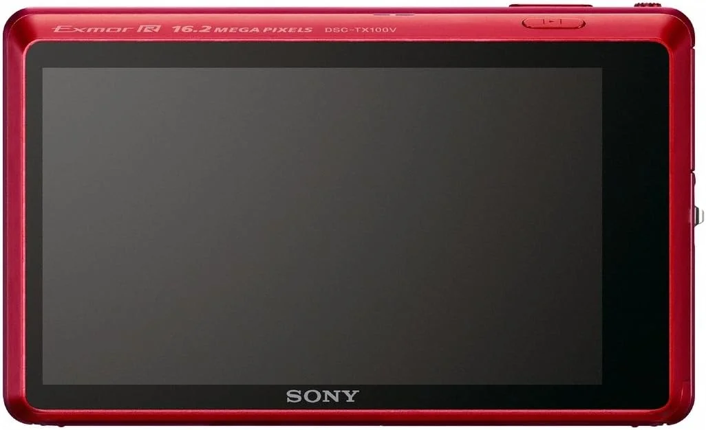 دوربین دیجیتال سونی Cyber-Shot DSC-TX100V با حسگر CMOS Exmor R با رزولوشن 16.2 مگاپیکسل، صفحه لمسی 3.5 اینچی OLED، پانورامای سه بعدی و فیلمبرداری Full HD 1080/60p (قرمز)
