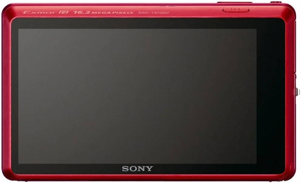 دوربین دیجیتال سونی Cyber-Shot DSC-TX100V با حسگر CMOS Exmor R با رزولوشن 16.2 مگاپیکسل، صفحه لمسی 3.5 اینچی OLED، پانورامای سه بعدی و فیلمبرداری Full HD 1080/60p (قرمز)