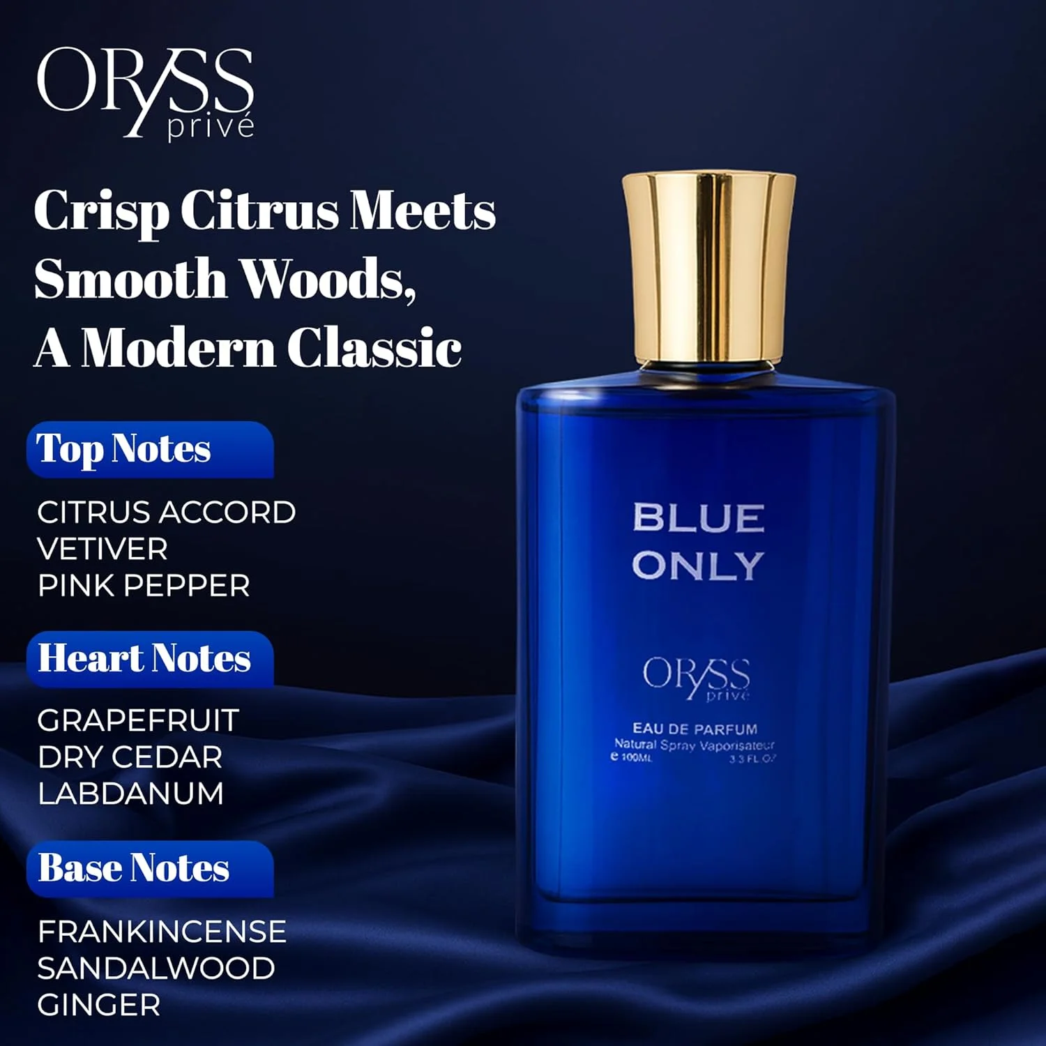 ادو پرفیوم مردانه بلو اونلی | رایحه مرکباتی چوبی تازه | نت های مرکبات، گریپ فروت، چوب صندل، وتیور و کندر | عطر مصرف روزانه | 100 میلی لیتر ادو پرفیوم مردانه بلو اونلی | رایحه مرکباتی چوبی تازه | نت های مرکبات، گریپ فروت، چوب صندل، وتیور و کندر | عطر مصرف روزانه | 100 میلی لیتر