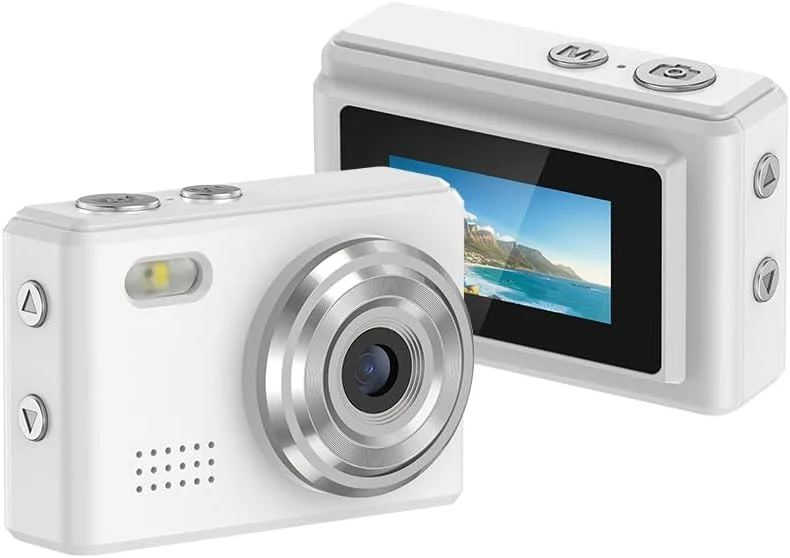 دوربین انگشتی کوچک مناسب تمام سنین، قابل حمل و سرگرم کننده، قابل اتصال به کامپیوتر و تلفن همراه، همراه با کارت TF (سفید)