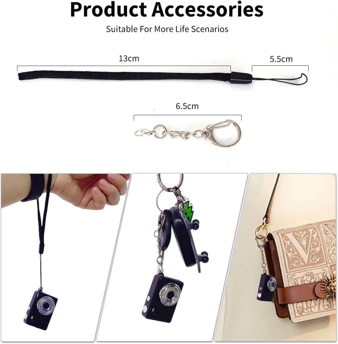 دوربین انگشتی کوچک مناسب تمام سنین، قابل حمل و سرگرم کننده، قابل اتصال به کامپیوتر و تلفن همراه، همراه با کارت TF (سفید)