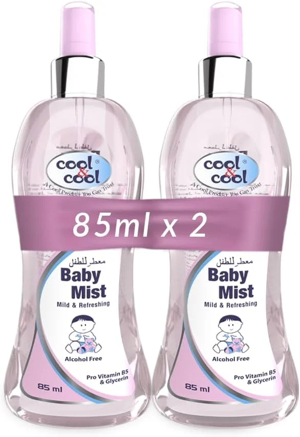 ادکلن کودک کول اند کول 85 میلی لیتر (بسته 2 عددی) - بدون الکل، بدون پارابن، گلیسیرین، ملایم و طراوت بخش 170 میلی لیتر