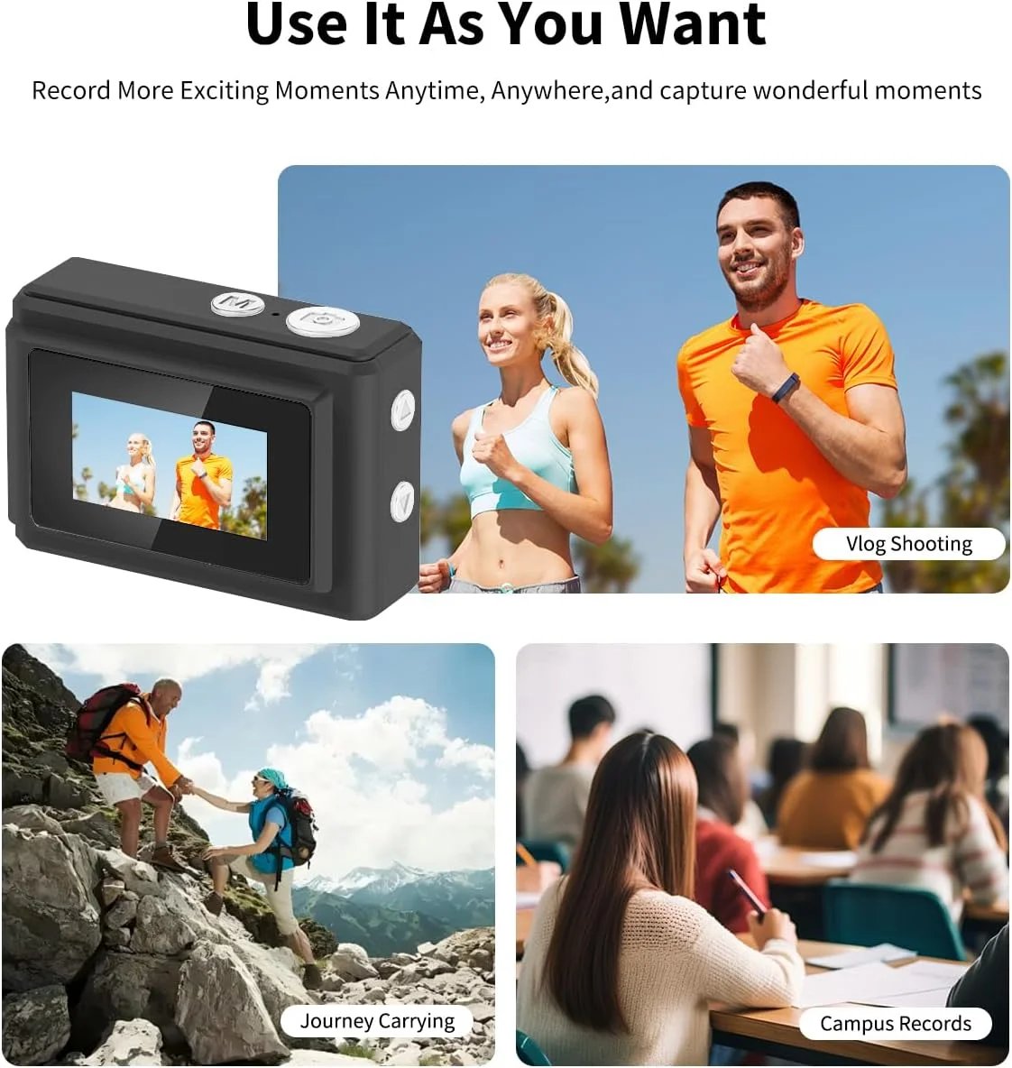 دوربین انگشتی کوچک مناسب همه سنین، قابل حمل و سرگرم کننده، قابل اتصال به کامپیوتر و تلفن همراه، همراه با کارت TF (مشکی)