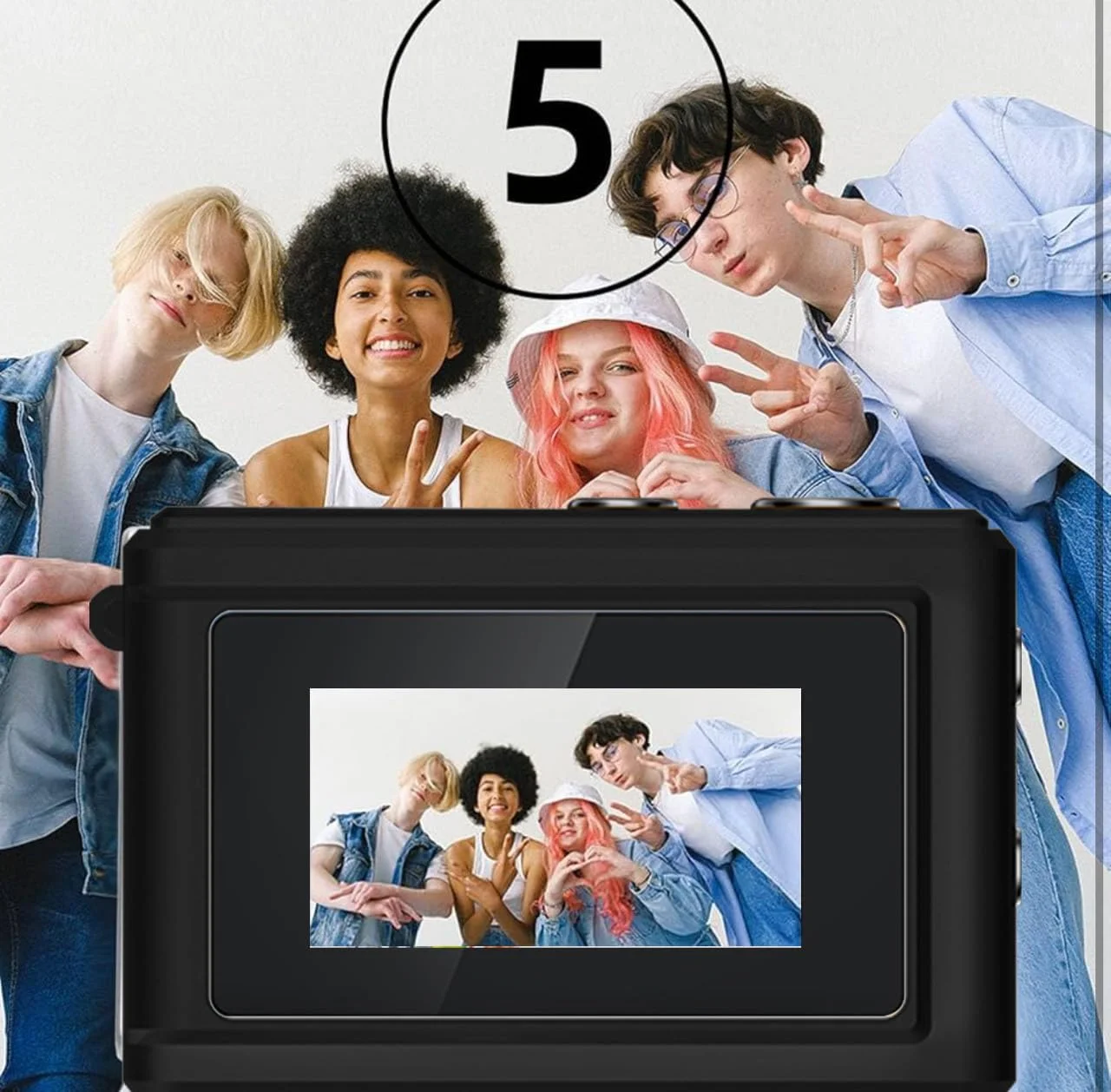 دوربین انگشتی کوچک مناسب همه سنین، قابل حمل و سرگرم کننده، قابل اتصال به کامپیوتر و تلفن همراه، همراه با کارت TF (مشکی)