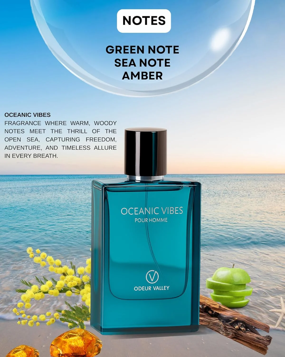 ادکلن مردانه اقیانوسی 80 میلی لیتر، عطر با غلظت بالا، رایحه تازه و اقیانوسی برای مردان