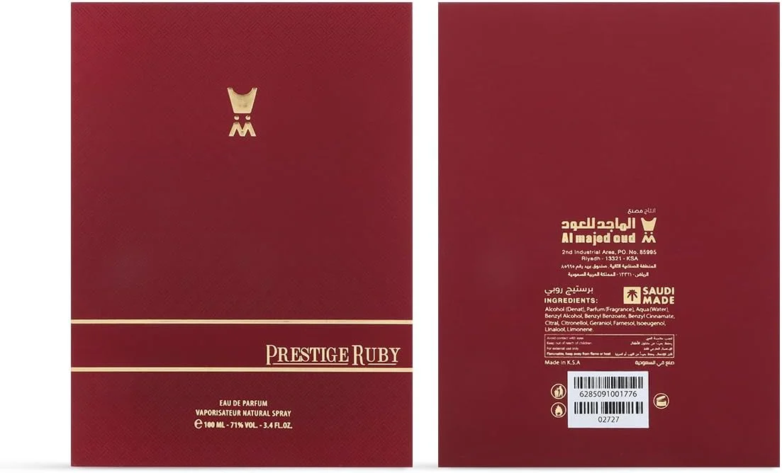 ادکلن پرستیژ روبی الماجد فور عود - ترکیبی منحصر به فرد و هماهنگ از عنبر و رایحه های تازه - ۱۰۰ میلی لیتر ادکلن پرستیژ روبی الماجد فور عود - ترکیبی منحصر به فرد و هماهنگ از عنبر و رایحه های تازه - ۱۰۰ میلی لیتر