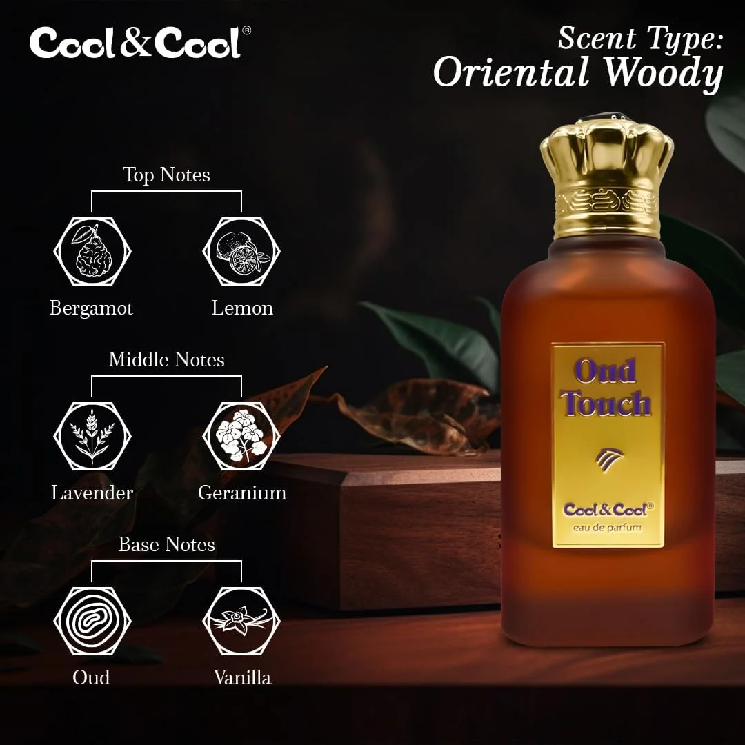 ادکلن مردانه کول اند کول مدل عود تاچ ۱۰۰ میلی لیتر - رایحه ای با عود، وانیل، ترنج و اسطوخودوس، ماندگاری طولانی، عطری گرم و چوبی