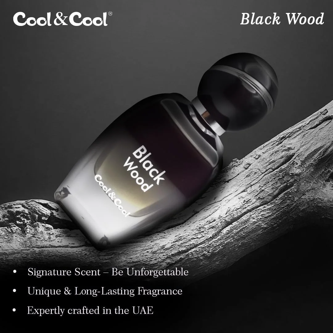 Cool & Cool Black Wood Perfume 100ML - Oriental Woody Fragrance with Agarwood, Sandalwood, Cardamom & Vetiver Unisex, Elegant & Long-Lasting