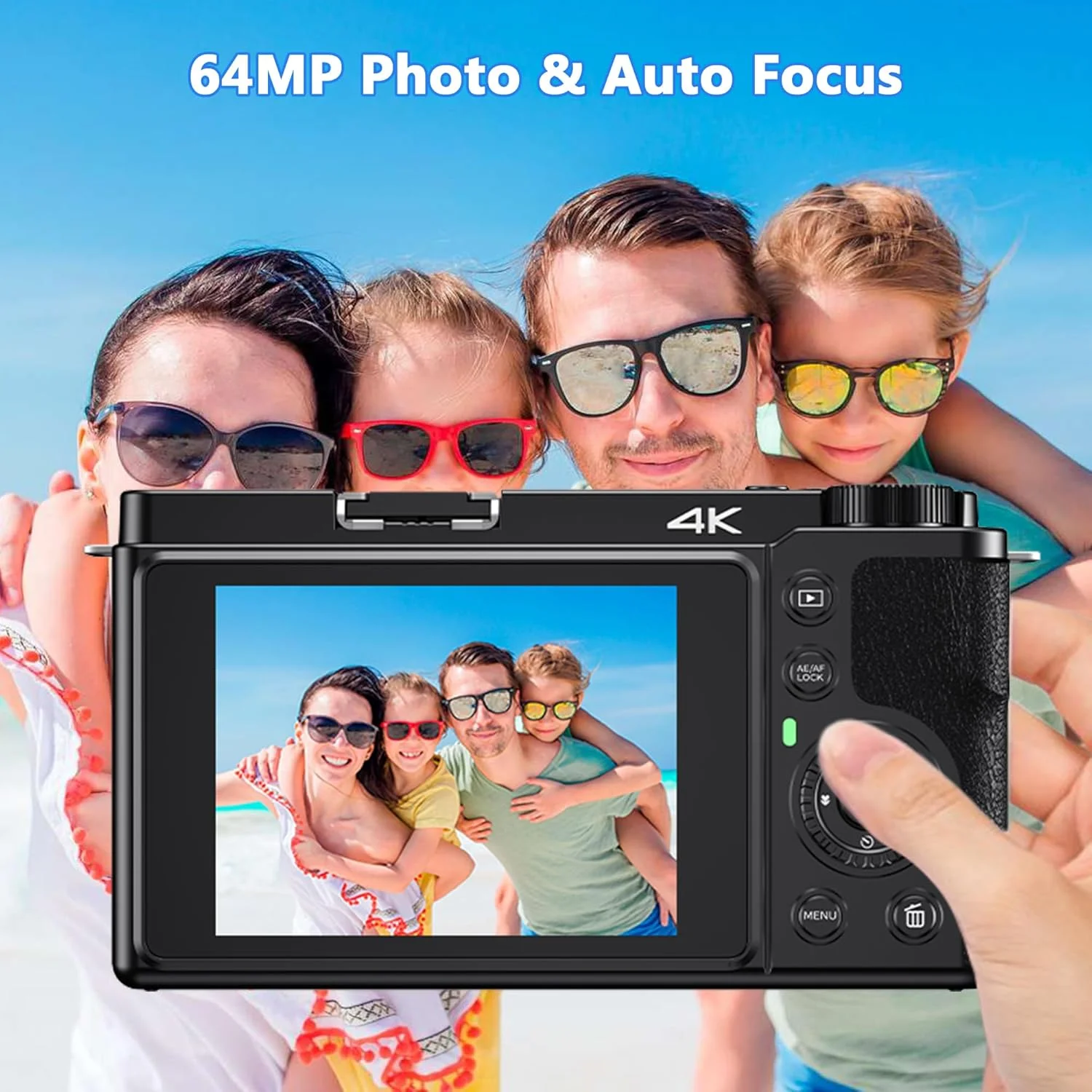 دوربین عکاسی با زوم اپتیکال 12X: دوربین دیجیتال 4K با حسگر 1/2.8 اینچی و فوکوس خودکار، دارای Wi-Fi داخلی و کارت حافظه 64 گیگابایتی