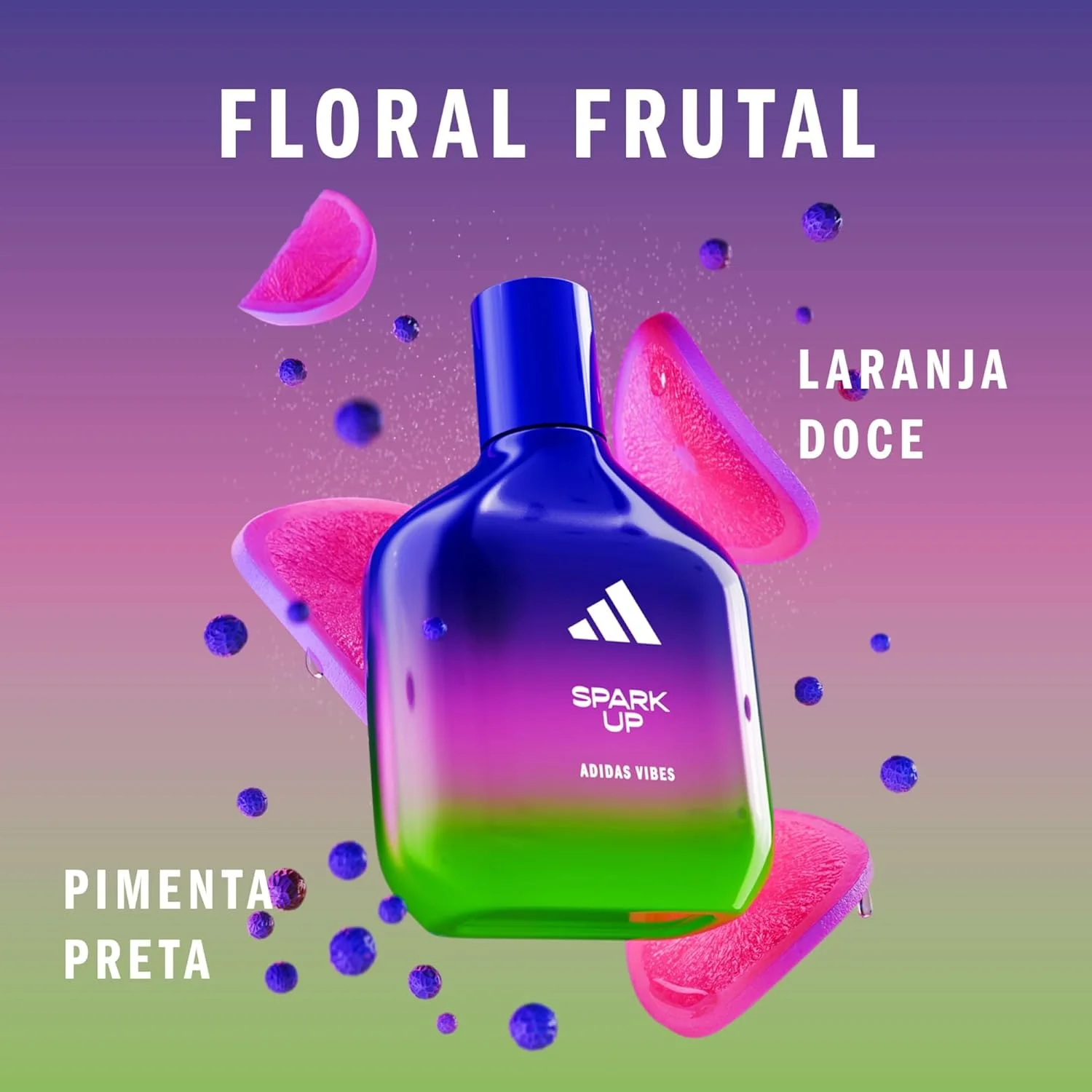 ادکلن آدیداس Vibes Spark Up Eau de Parfum مناسب برای همه، انرژی بخش و محرک، رایحه ماندگار، پرتقال شیرین و فلفل سیاه 100 میلی لیتر