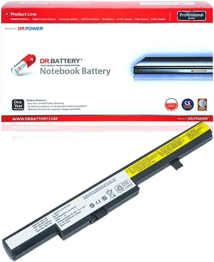 باتری جایگزین DR. BATTERY L13S4A01 M4400 L13L4A01 L13M4A01 121500244 برای لپ تاپ لنوو IdeaPad B50-45 B50-70 Eraser B50-30 Touch [14.4 V / 32 Wh]