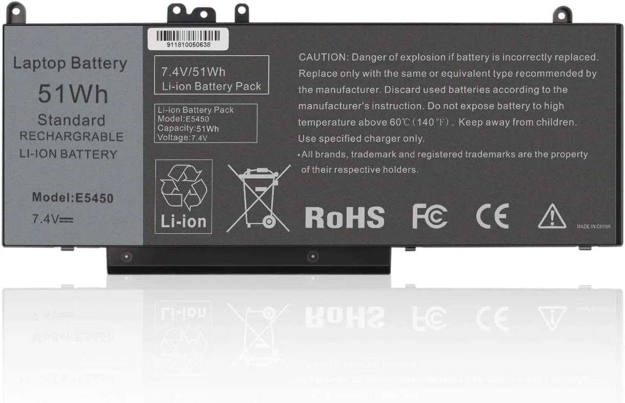 باتری E5450 سازگار با Dell. Latitude E5250 E5450 E5550، جایگزین برای G5M10 8V5GX R9XM9 WYJC2 1KY05 (51Wh 7.4V)