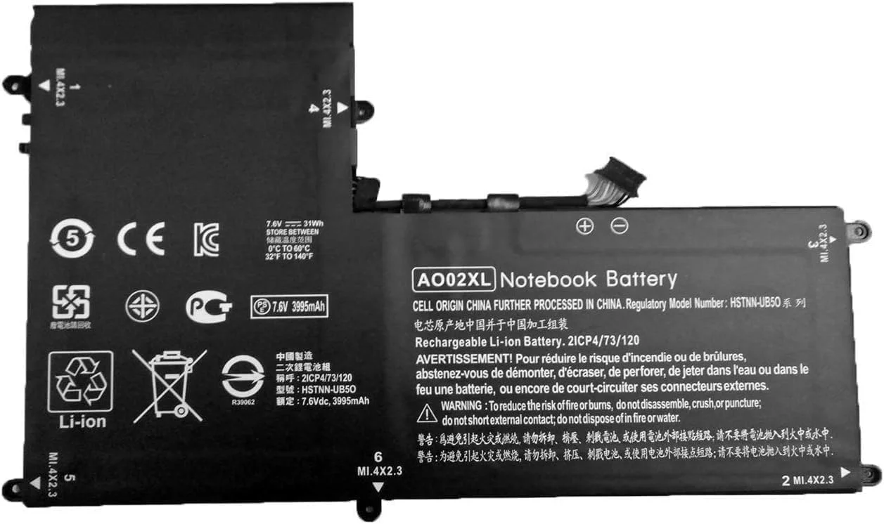 باتری جایگزین لپ تاپ AO02XL برای HP ElitePad 1000 G2 HSTNN-LB5O 728250-1C1 728558-005 728250-421 A002XL