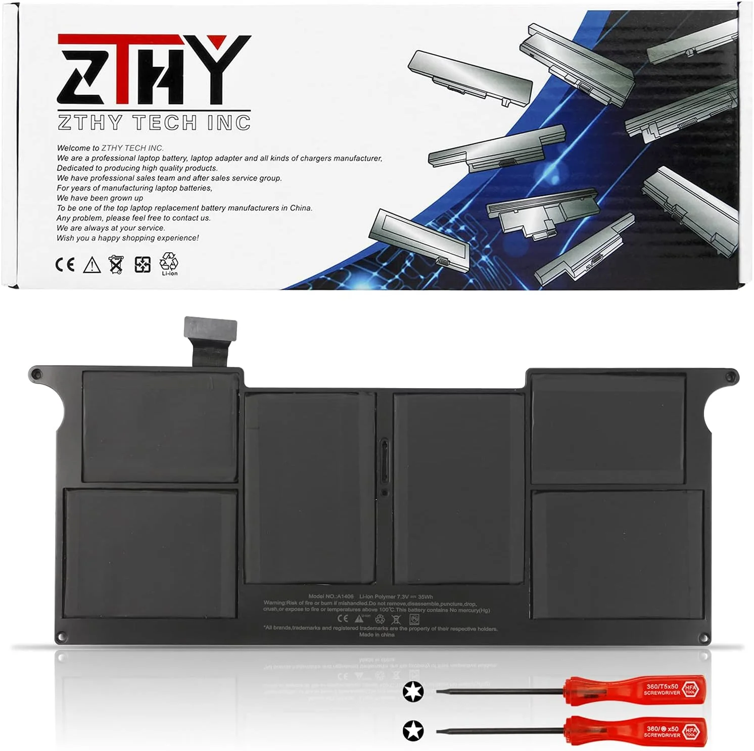باتری لپ تاپ جایگزین ZTHY 7.3V 35Wh A1406 A1495 A1375 برای مک بوک ایر 11 اینچ A1370 (اواسط 2011) MC968LL/A A1465 (اواسط 2012، اواسط 2013، اوایل 2014، اوایل 2015) MD711LL/A MD712LL/A 11.6 اینچ MD223LL/A