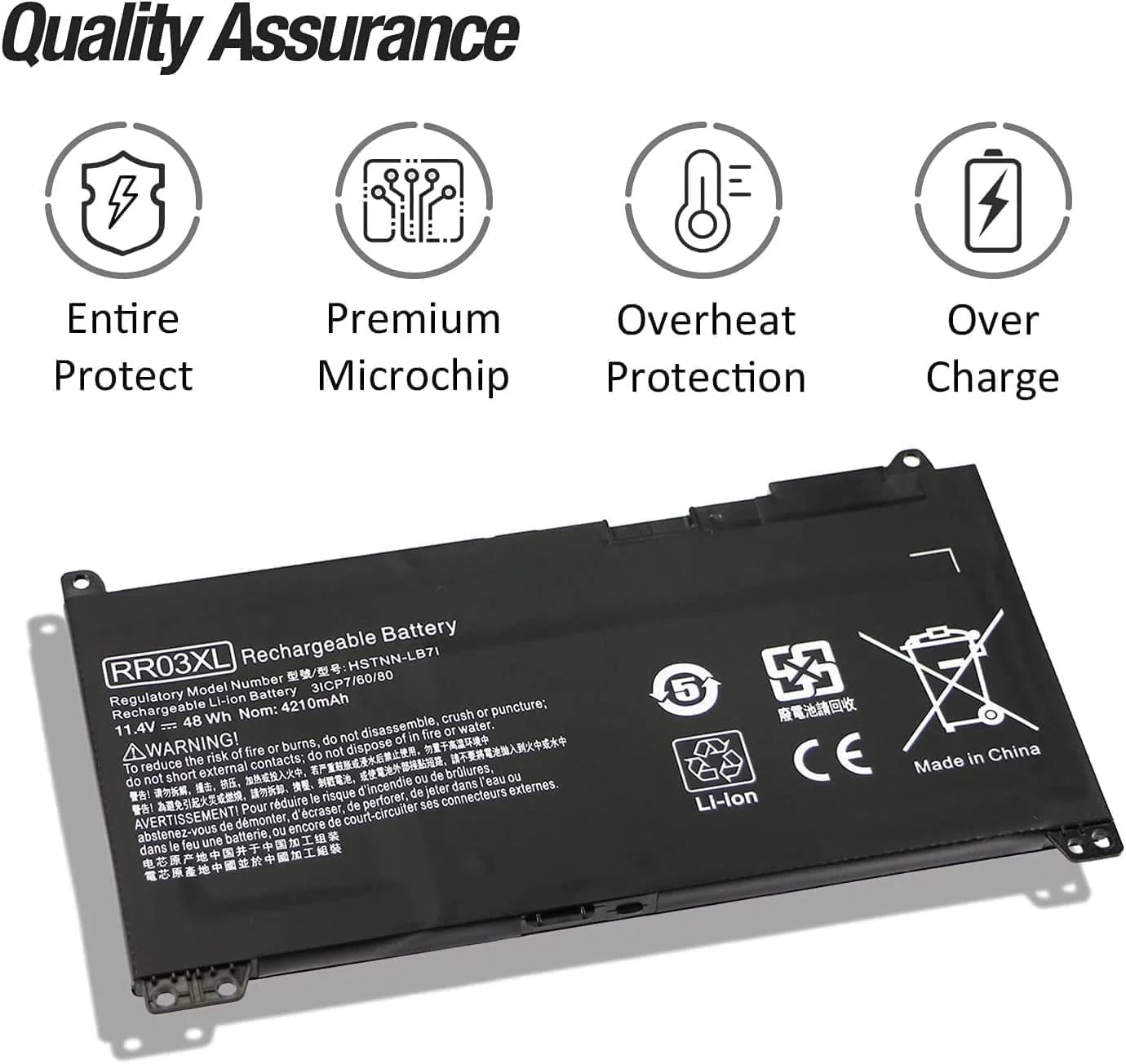 باتری لپ تاپ Zexen RR03XL برای سری های H.P ProBook 430 440 450 455 470 G4 G5 Mobile Thin MT20 MT21 HSTNN-PB6W HSTNN-LB7I HSTNN-LB71 HSTNN-UB7C HSTNN-I74C 851477-421 851477-541 851477-831