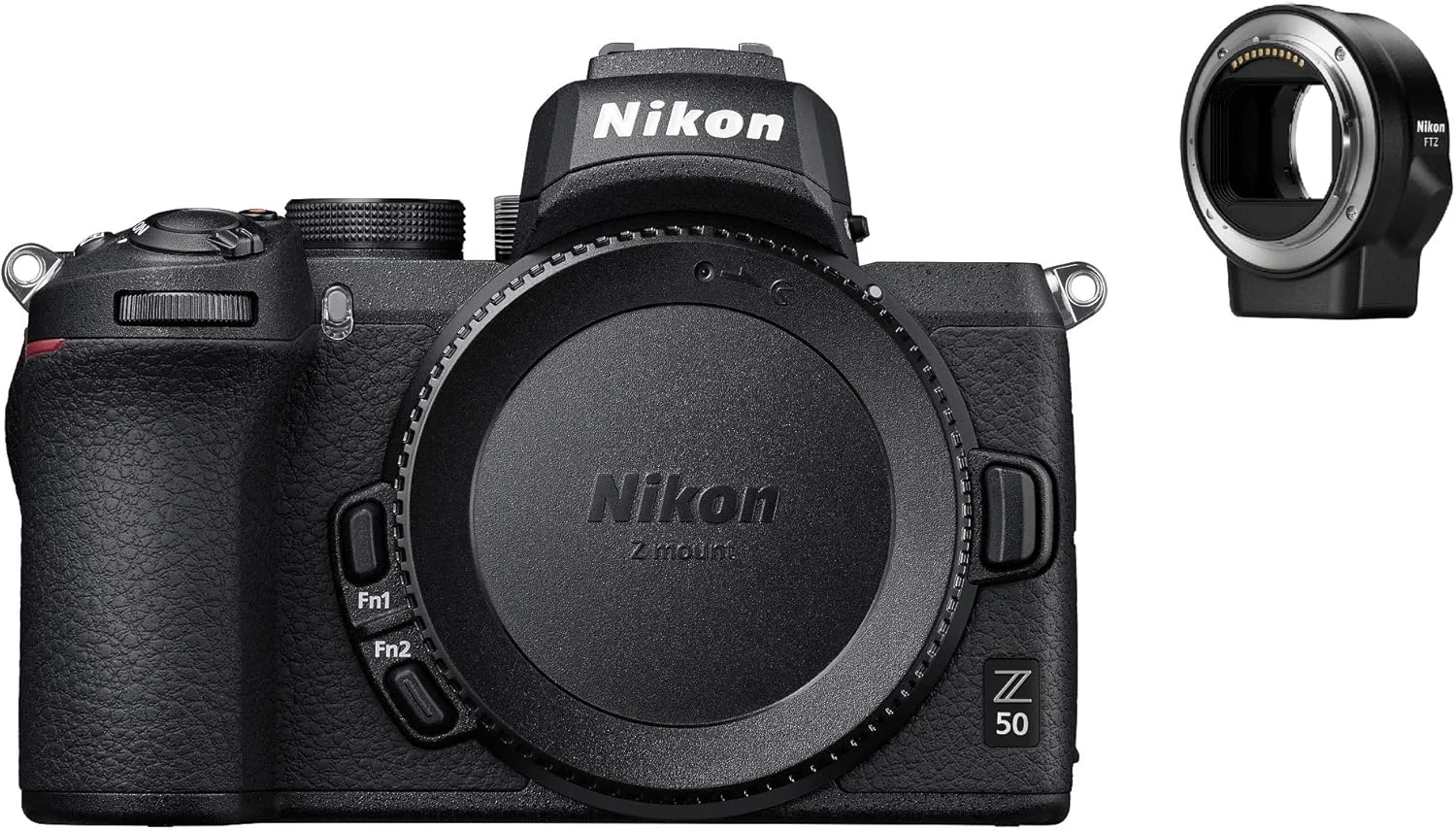 کیت دوربین بدون آینه نیکون Z50 + FTZ (AF هیبریدی 209 نقطه ای، پردازش تصویر با سرعت بالا، فیلم های 4K UHD، مانیتور LCD با وضوح بالا) VOA050K003