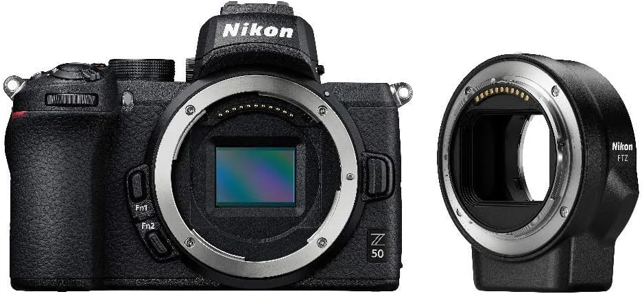 کیت دوربین بدون آینه نیکون Z50 + FTZ (AF هیبریدی 209 نقطه ای، پردازش تصویر با سرعت بالا، فیلم های 4K UHD، مانیتور LCD با وضوح بالا) VOA050K003 کیت دوربین بدون آینه نیکون Z50 + FTZ (AF هیبریدی 209 نقطه ای، پردازش تصویر با سرعت بالا، فیلم های 4K UHD، مانیتور LCD با وضوح بالا) VOA050K003