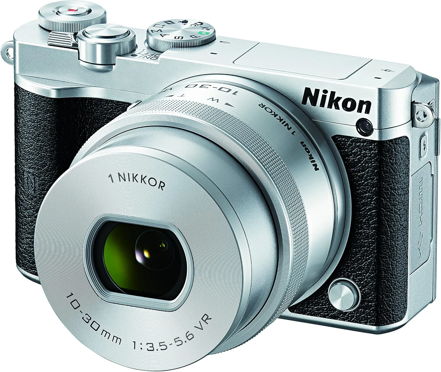 دوربین دیجیتال بدون آینه نیکون 1 J5 به همراه لنز PD-ZOOM 10-30 میلی‌متری (نقره‌ای)