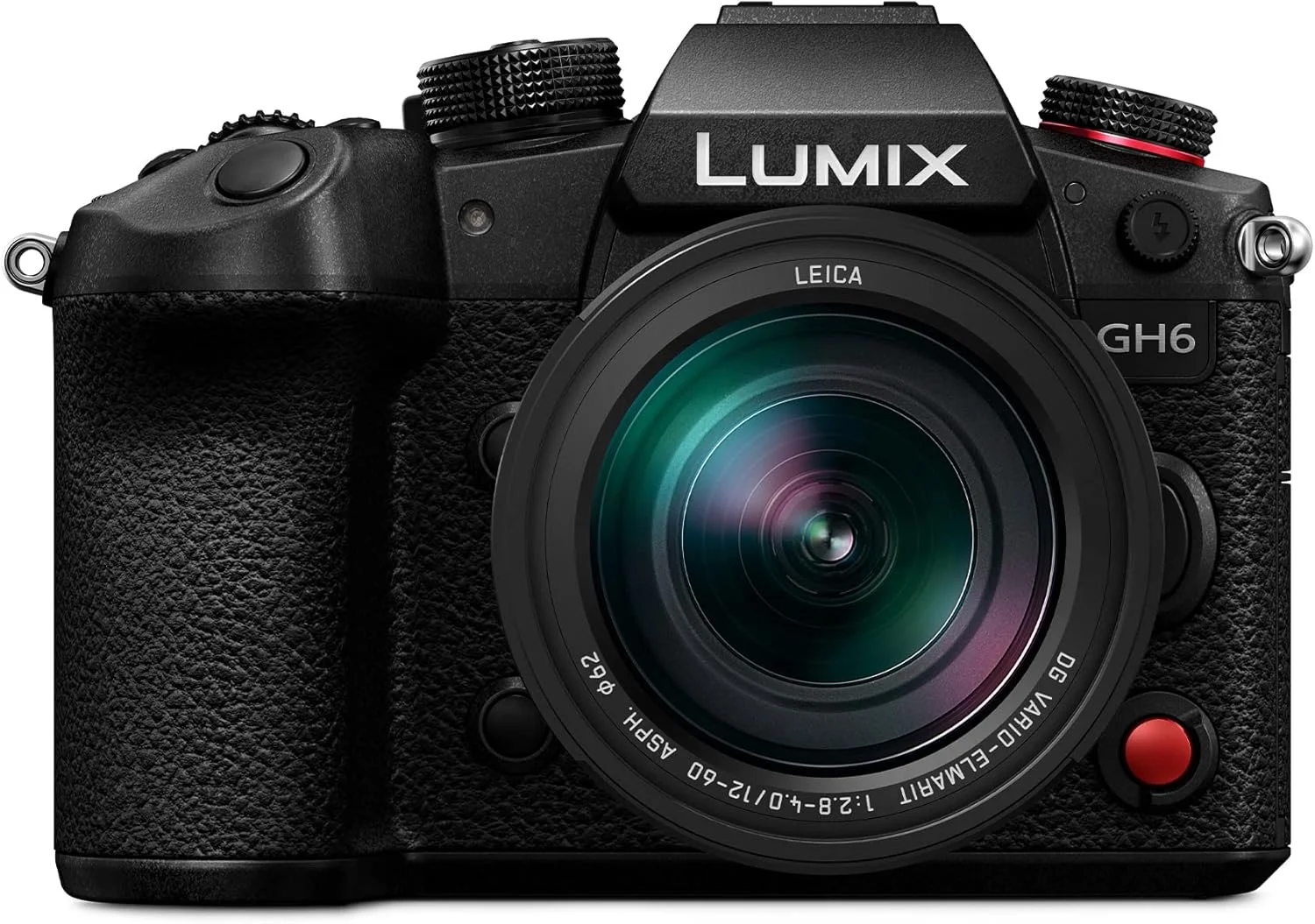 دوربین بدون آینه پاناسونیک LUMIX GH6، با حسگر 25.2 مگاپیکسلی Micro Four Thirds، ضبط ویدیویی نامحدود C4K/4K 4:2:2 10 بیتی، تثبیت کننده تصویر دوگانه 5 محوره 7.5 استاپ، لنز 12-60 میلی متری F2.8-4.0 Leica - مدل DC-GH6LK مشکی