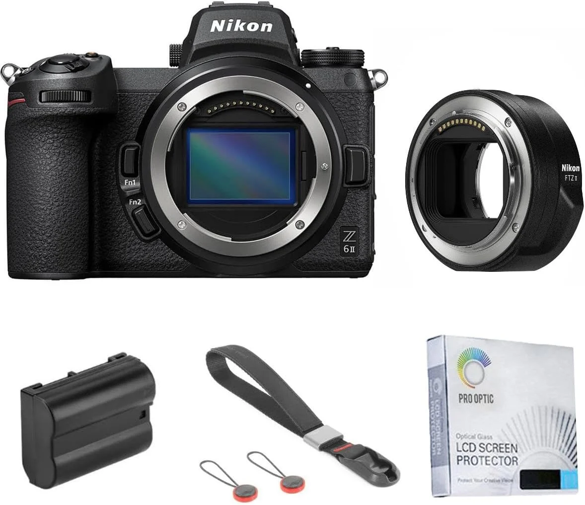 دوربین بدون آینه نیکون Z 6II به همراه آداپتور FTZ II، باتری اضافی، بند مچی Peak Design و محافظ صفحه نمایش
