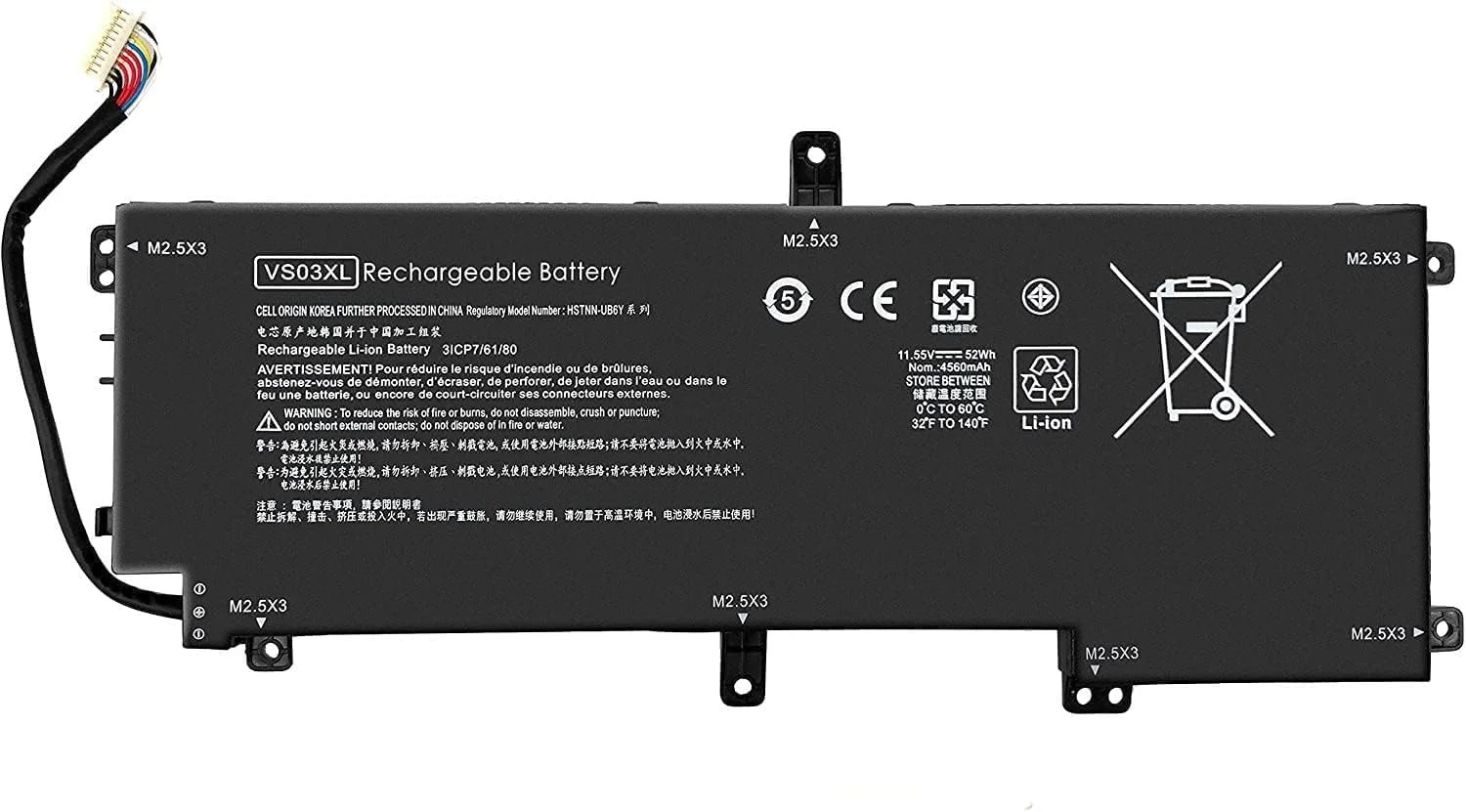 باتری لپ تاپ VS03XL جایگزین برای HP Envy 15-AS091MS 15-AS014WM 15-AS001NG 15-AS003NG 15-AS004NG 15-AS005NG 15-AS000 6NG 11.55V 52Wh Li-ion 849047-541 849313-850 HSTNN-UB6Y