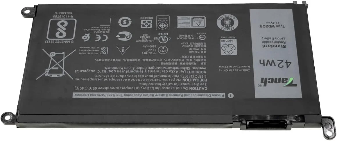 Tanch WDX0R WDXOR P75F Laptop Battery for Dell Inspiron 15 7000 Latitude 3400 Inspiron 3593 5570 3580 11.4V 3500mAh 42W
