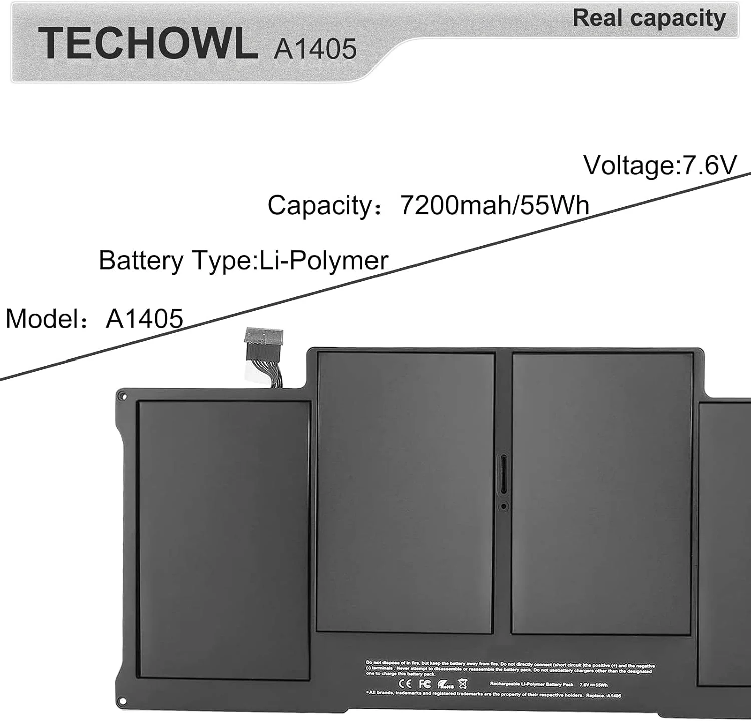باتری جدید A1405 سازگار با باتری MacBook Air A1466 13 اینچی جایگزین باتری MacBook Air A1466 - [مدل قابل استفاده: A1466/A1369، MacBook Air، 13 اینچ، 2010-2017]