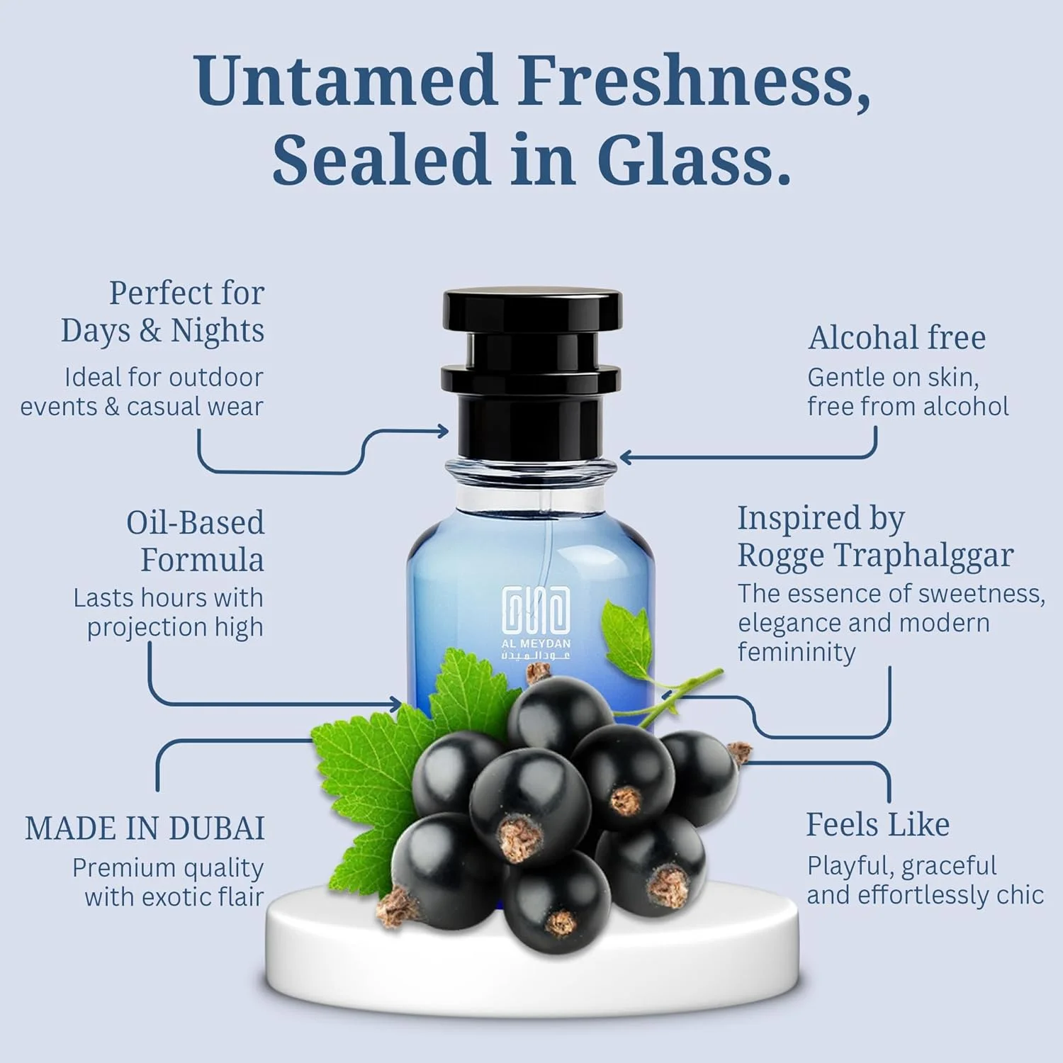 عطر روغنی زنانه – رایحه ای از راگه ترافالگار – رایحه گلی میوه ای بدون الکل با تمشک، گیلاس و مشک – رایحه ای شیرین و ماندگار (30 میلی لیتر)