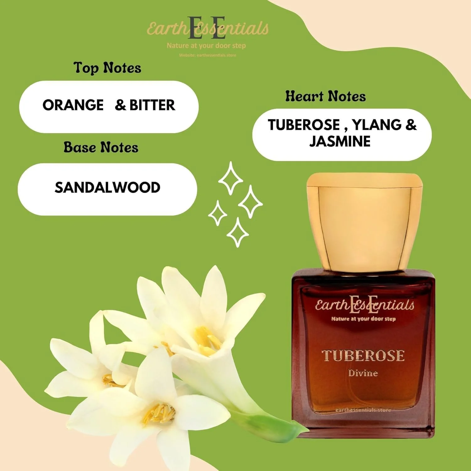 عطر ادو پرفیوم Earth Essentials با رایحه گل مریم، عطری لوکس، ماندگار و گلی با رایحه های گل مریم، یاس و یلانگ یلانگ، رایحه ای زنانه، رمانتیک و ظریف برای مناسبت های خاص و روز عروسی، 30 میلی لیتر، بسته 1 عددی