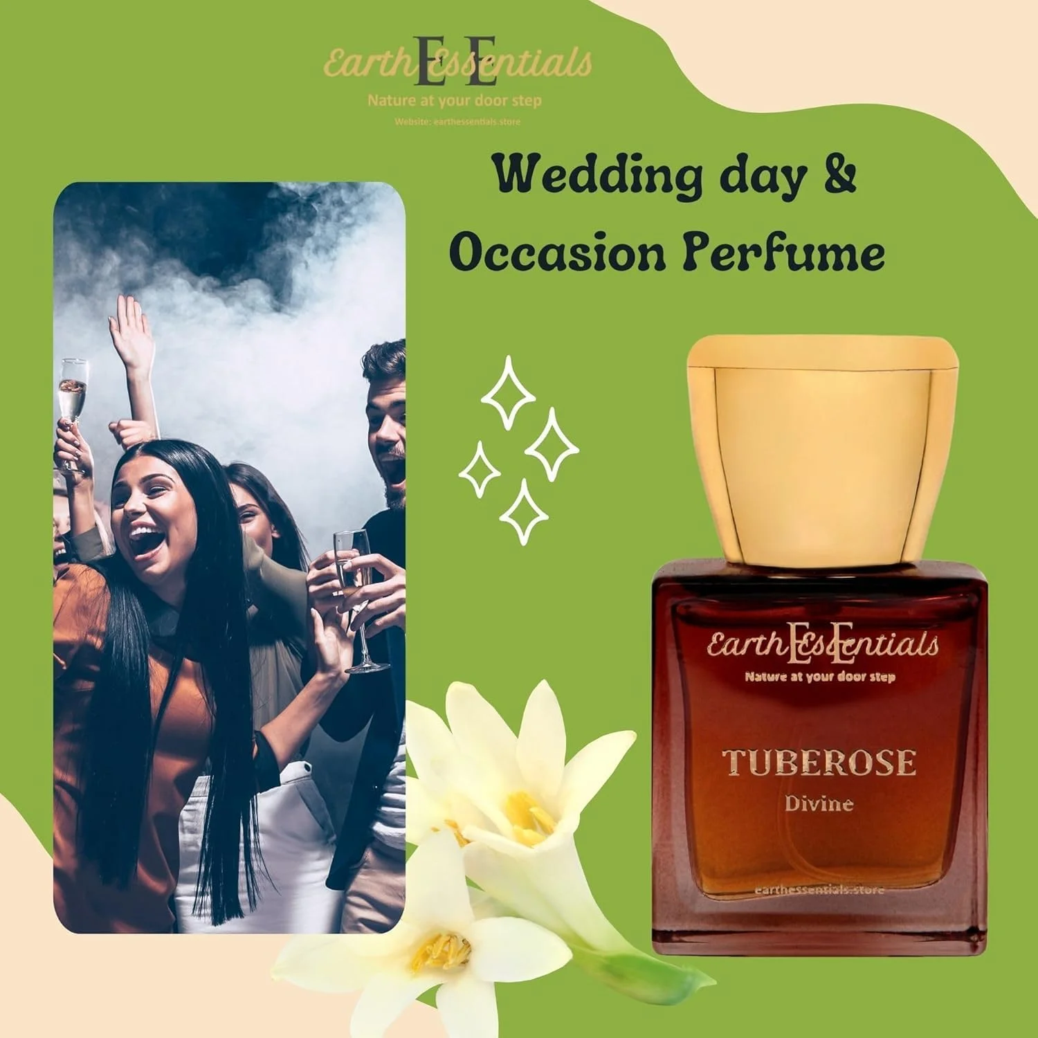 عطر ادو پرفیوم Earth Essentials با رایحه گل مریم، عطری لوکس، ماندگار و گلی با رایحه های گل مریم، یاس و یلانگ یلانگ، رایحه ای زنانه، رمانتیک و ظریف برای مناسبت های خاص و روز عروسی، 30 میلی لیتر، بسته 1 عددی