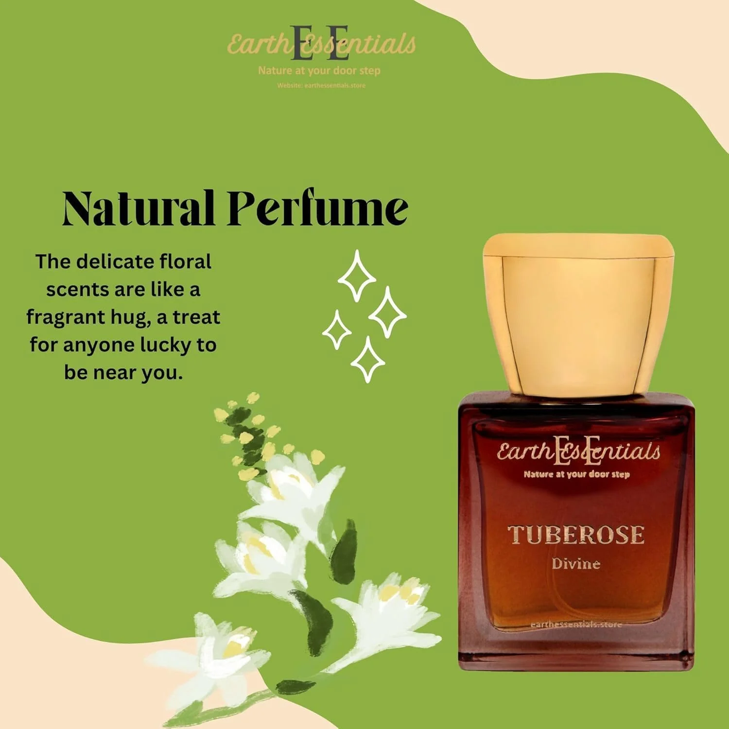 عطر ادو پرفیوم Earth Essentials با رایحه گل مریم، عطری لوکس، ماندگار و گلی با رایحه های گل مریم، یاس و یلانگ یلانگ، رایحه ای زنانه، رمانتیک و ظریف برای مناسبت های خاص و روز عروسی، 30 میلی لیتر، بسته 1 عددی