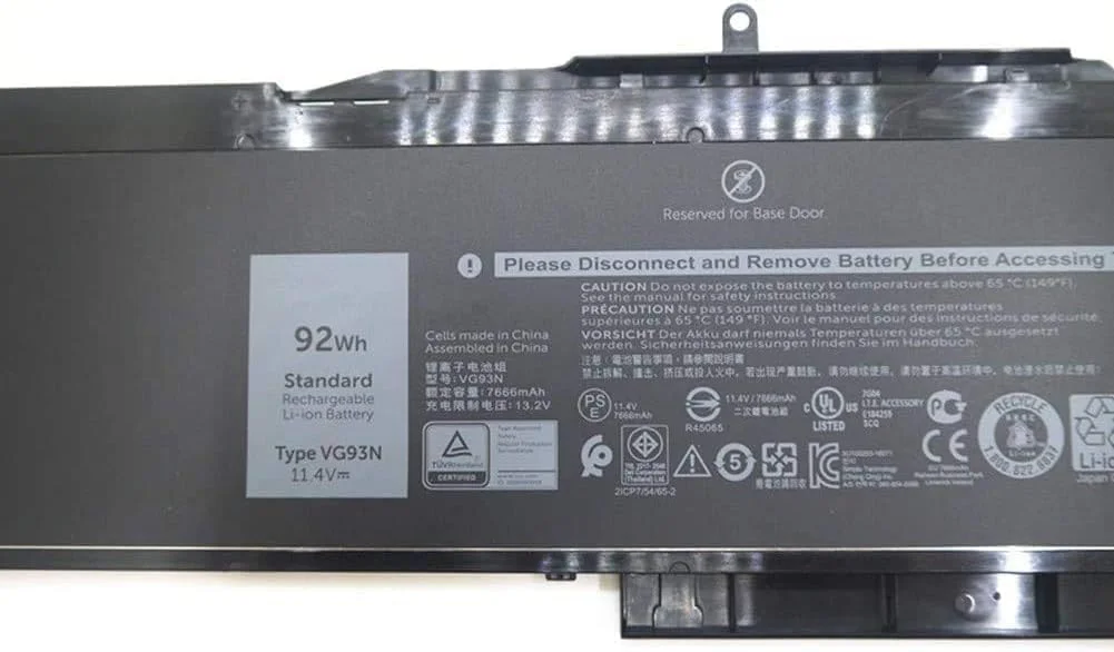 باتری لپ تاپ جایگزین 11.1 ولت 92 وات ساعت [VG93N] NY5PG برای تبلت های سری D.ELL Precision 15 3520 5580