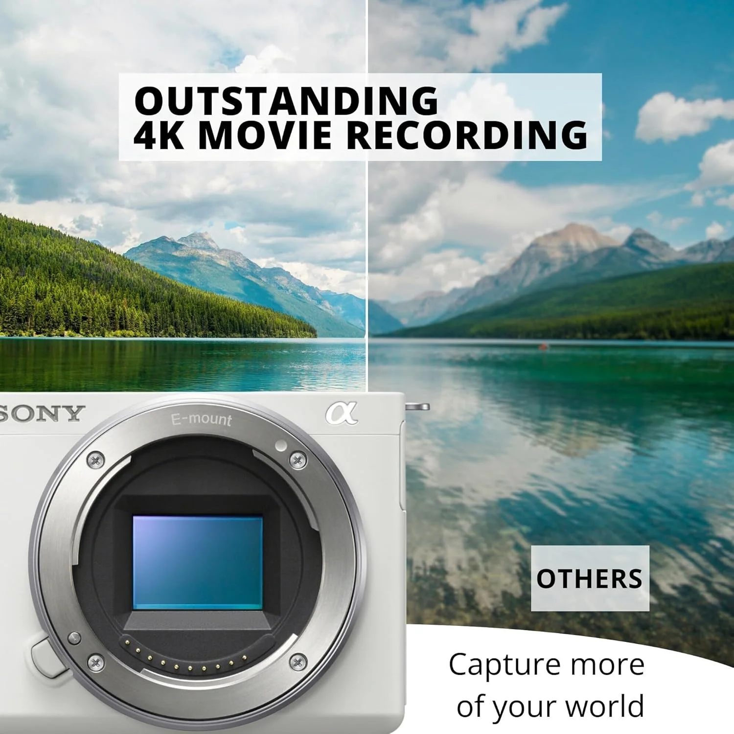 دوربین ولاگ بدون آینه سونی آلفا ZV-E10 APS-C با لنز قابل تعویض - فیلمبرداری 4K، صفحه نمایش چرخان همراه با میکروفون شات گان، کارت SD 128 گیگابایتی، نرم افزار ویرایش Corel و لوازم جانبی (6 قطعه)