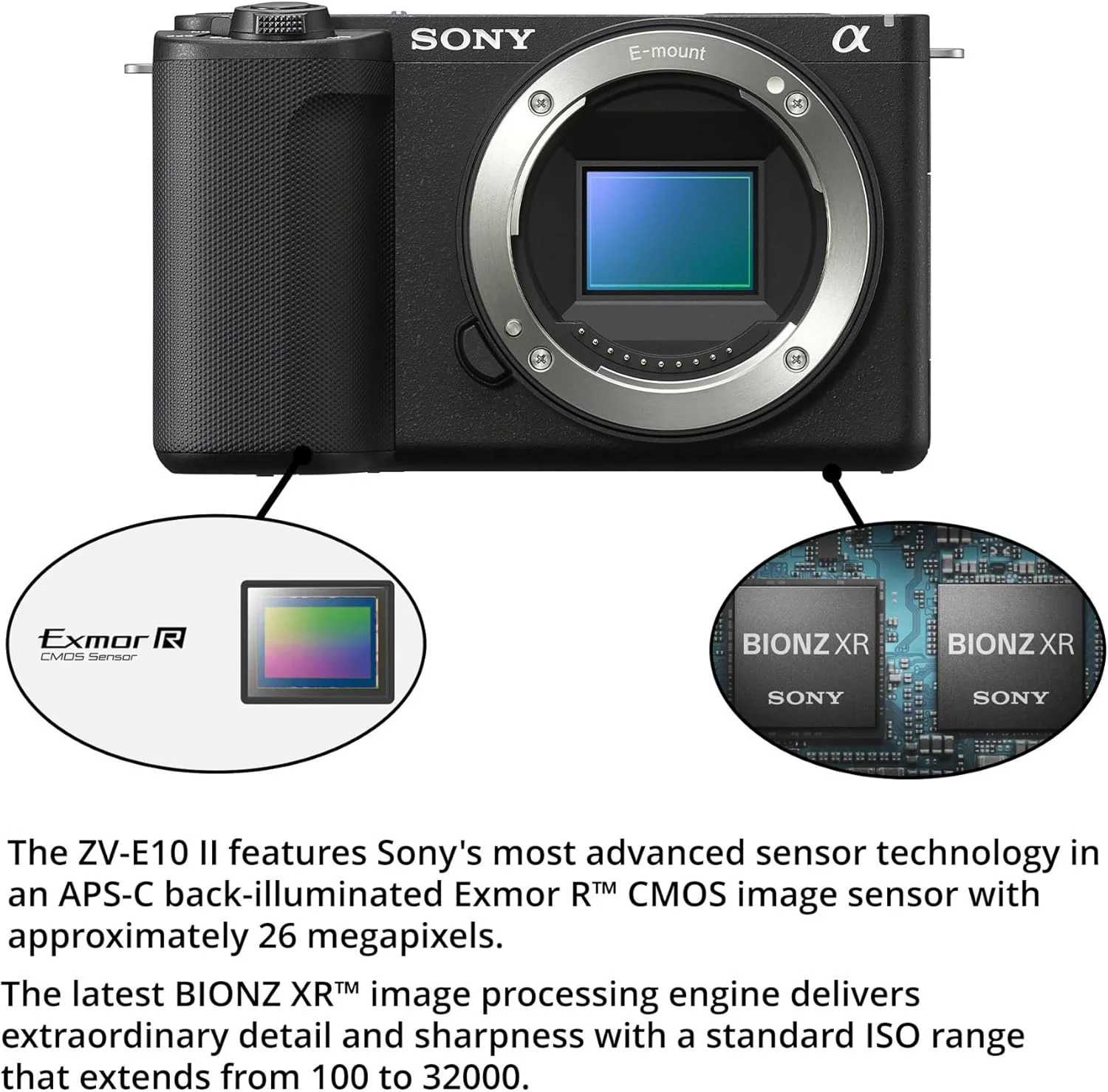 دوربین بدون آینه سونی ZV-E10 II (مشکی) به همراه لنز 50mm f/1.8، دو عدد باتری، کارت حافظه، 4 نرم‌افزار، کیف به همراه کیت تمیزکننده و کارت‌خوان