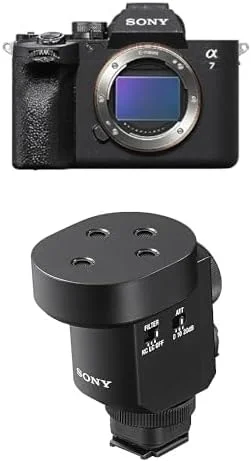 دوربین عکاسی سونی Alpha 7 IV فول فریم بدون آینه با قابلیت تعویض لنز، فقط بدنه، مشکی + میکروفون شات گان دیجیتال سونی ECM-M1، مشکی