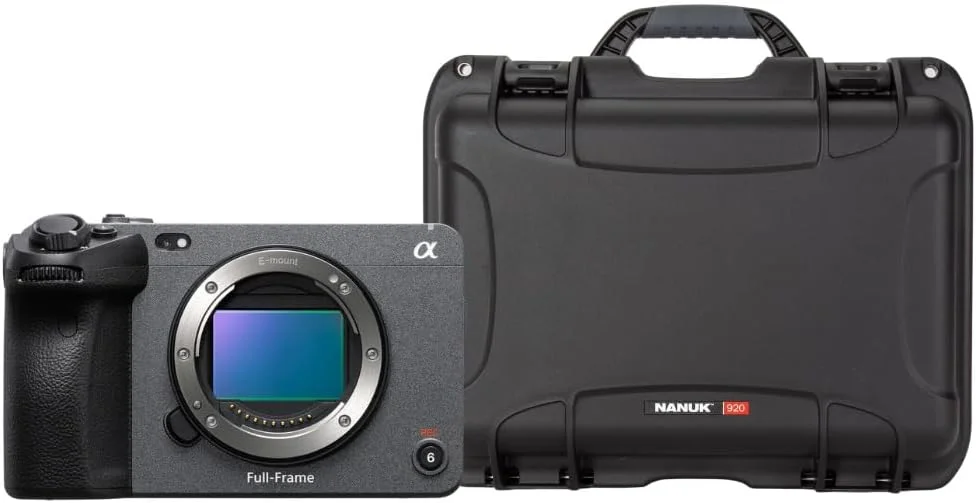 دوربین فول فریم سینمایی سونی Alpha FX3A (فقط بدنه) به همراه کیف هارد با فضای داخلی قالب‌گیری شده 920 با فوم و سازمان‌دهنده درب (2 قلم)