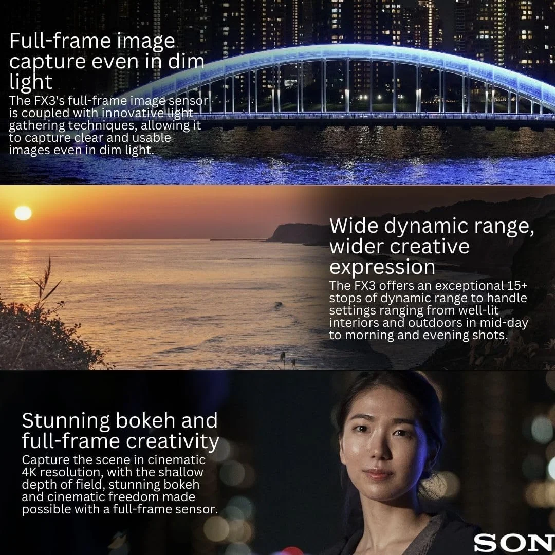 دوربین فول فریم سینمایی سونی Alpha FX3A (فقط بدنه) به همراه کیف هارد با فضای داخلی قالب‌گیری شده 920 با فوم و سازمان‌دهنده درب (2 قلم)