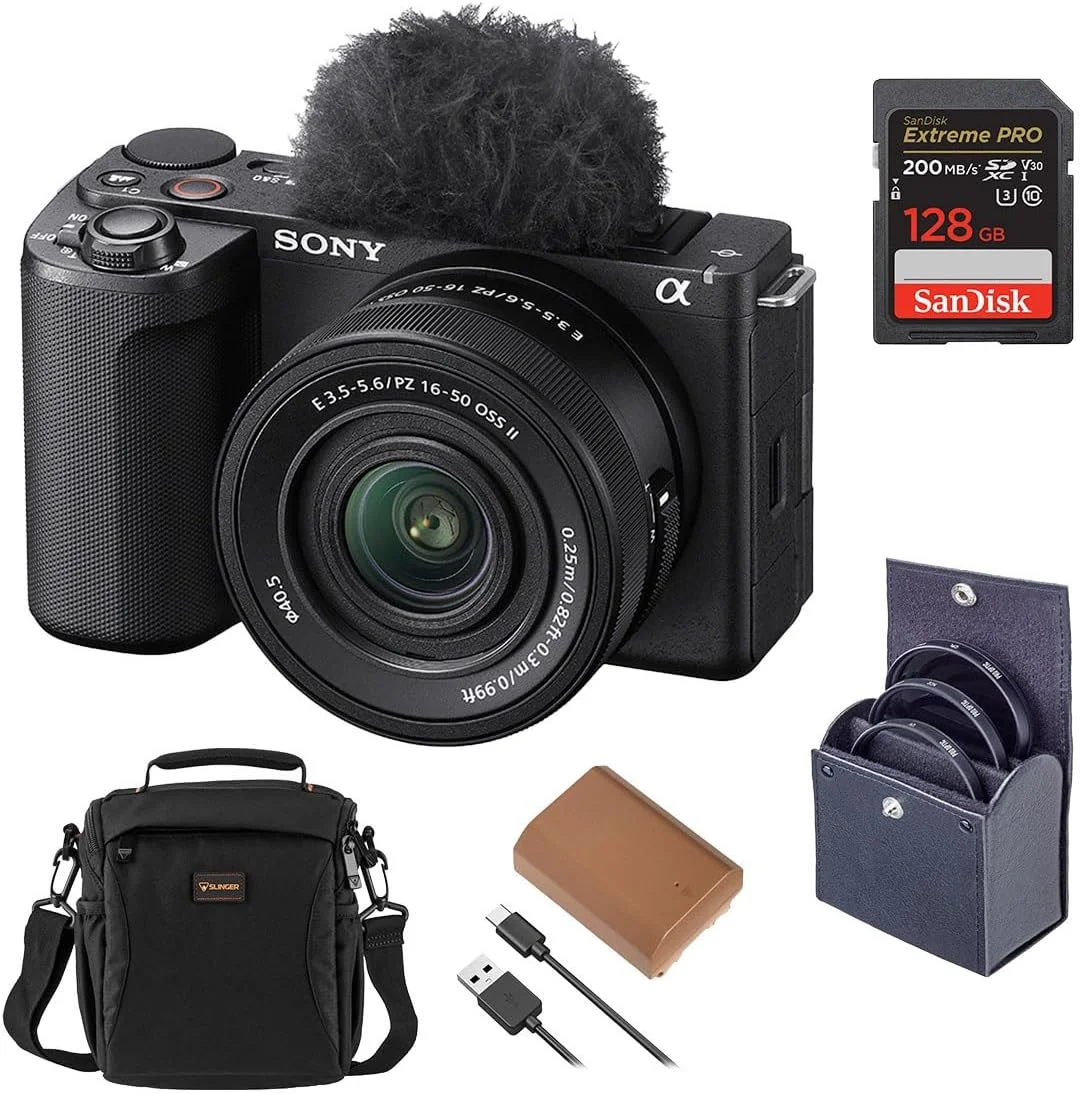 دوربین بدون آینه سونی Alpha ZV-E10 II به همراه لنز E PZ 16-50mm f/3.5-5.6 OSS II، مشکی، به همراه کارت حافظه 128 گیگابایتی، باتری، کیت فیلتر 40.5 میلی متری و کیف شانه
