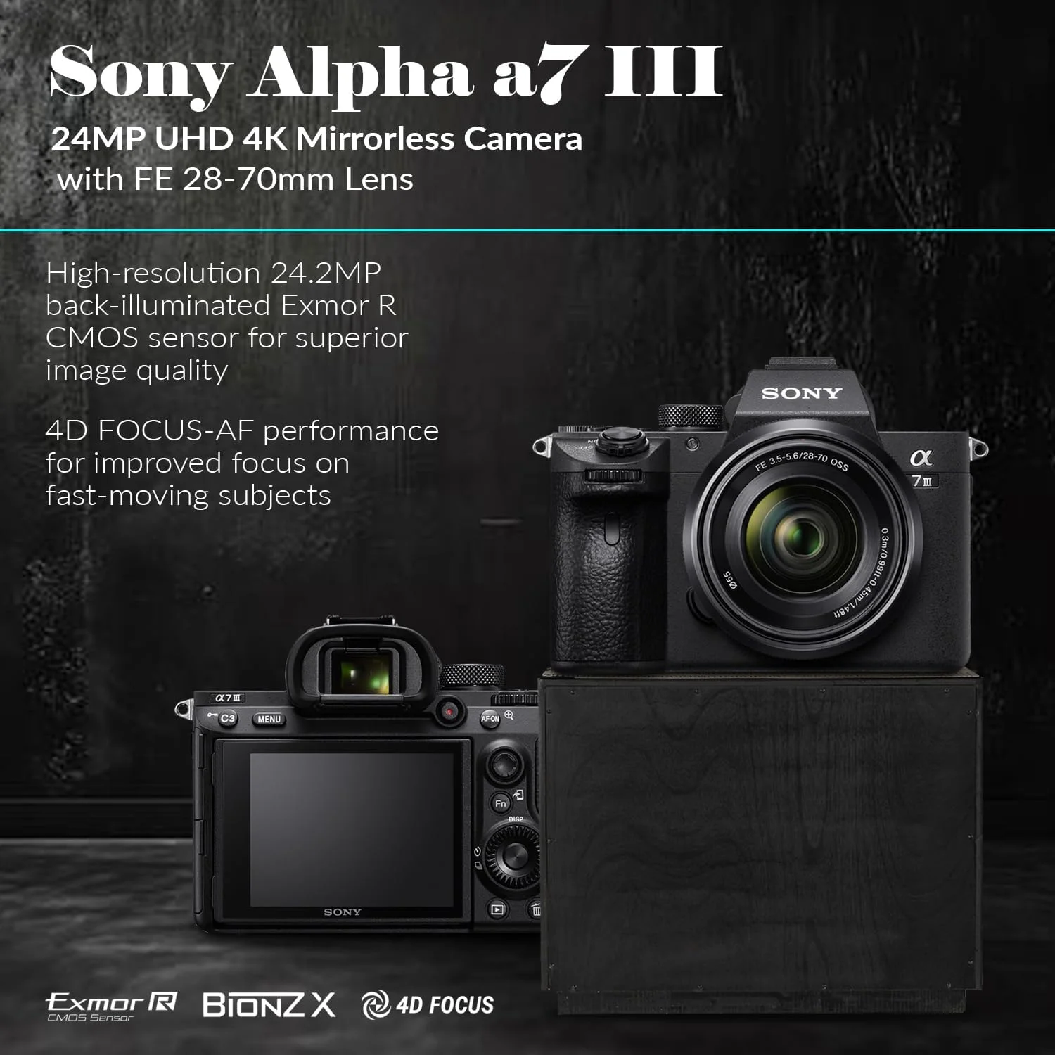 دوربین دیجیتال بدون آینه سونی Alpha a7 III با لنز FE 28-70mm - باندل، کیف شانه‌ای، کارت SD 64 گیگابایتی، کارت خوان، جعبه کارت SD، کیت نرم‌افزار PC و Mac، باتری اضافی، کیت فیلتر 55 میلی‌متری