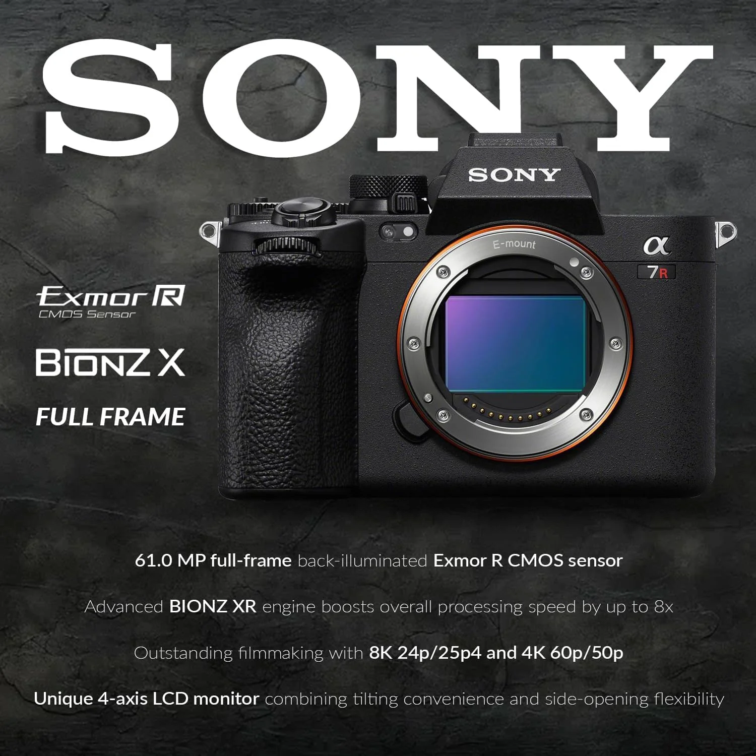 دوربین دیجیتال بدون آینه فول فریم Sony Alpha a7R V 61.0MP (فقط بدنه) - همراه با کارت حافظه 128 گیگابایتی UHS-II SDXC، کوله پشتی Alpine 200 و باتری اضافی