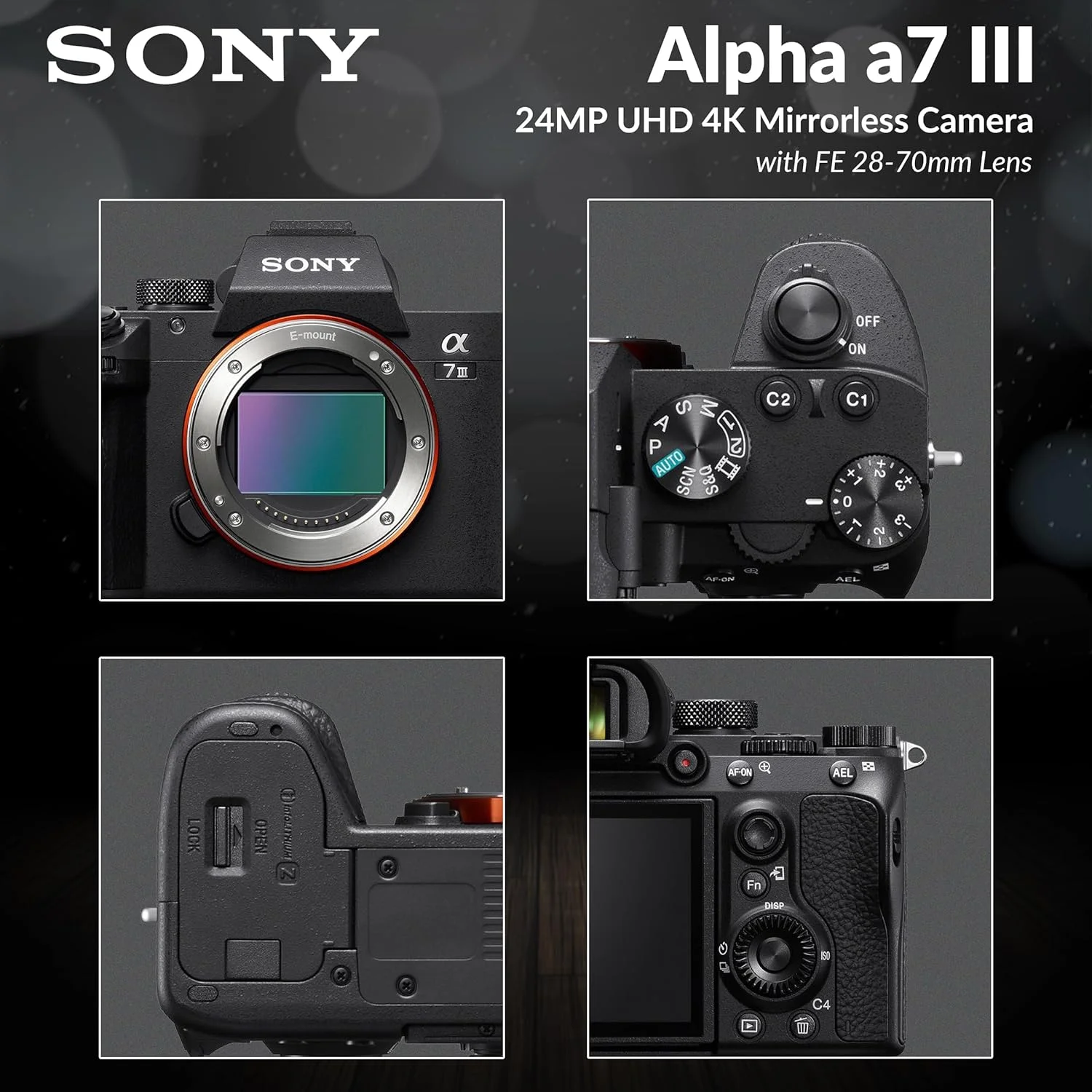 دوربین بدون آینه سونی آلفا a7 III 24MP UHD 4K به همراه لنز 28-70 میلی‌متری - بسته شامل کارت SDHC U3 32 گیگابایتی، کیف دوربین، کیت فیلتر 55 میلی‌متری، باتری اضافی، کیت تمیزکننده، کیف کارت حافظه، کارت‌خوان، بسته نرم‌افزاری کامپیوتر