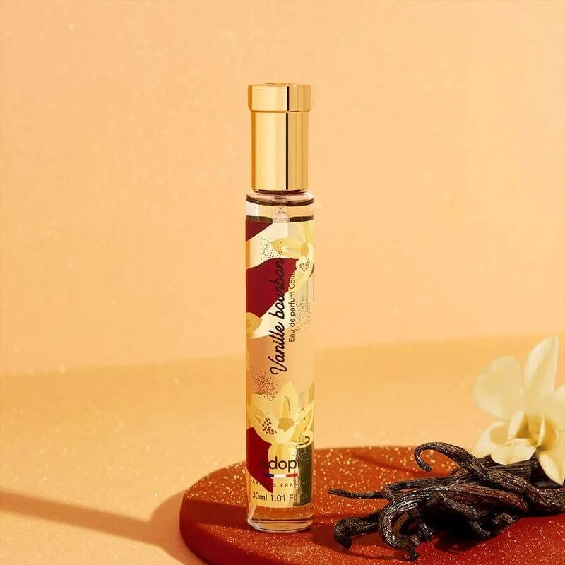ادکلن زنانه وانیل بوربن ادوپرفیوم 30 میلی لیتر، رایحه ای شیرین و گرم با وانیل بوربن، بادام و رایحه پودری زنبق، ظریف، احساسی و فریبنده