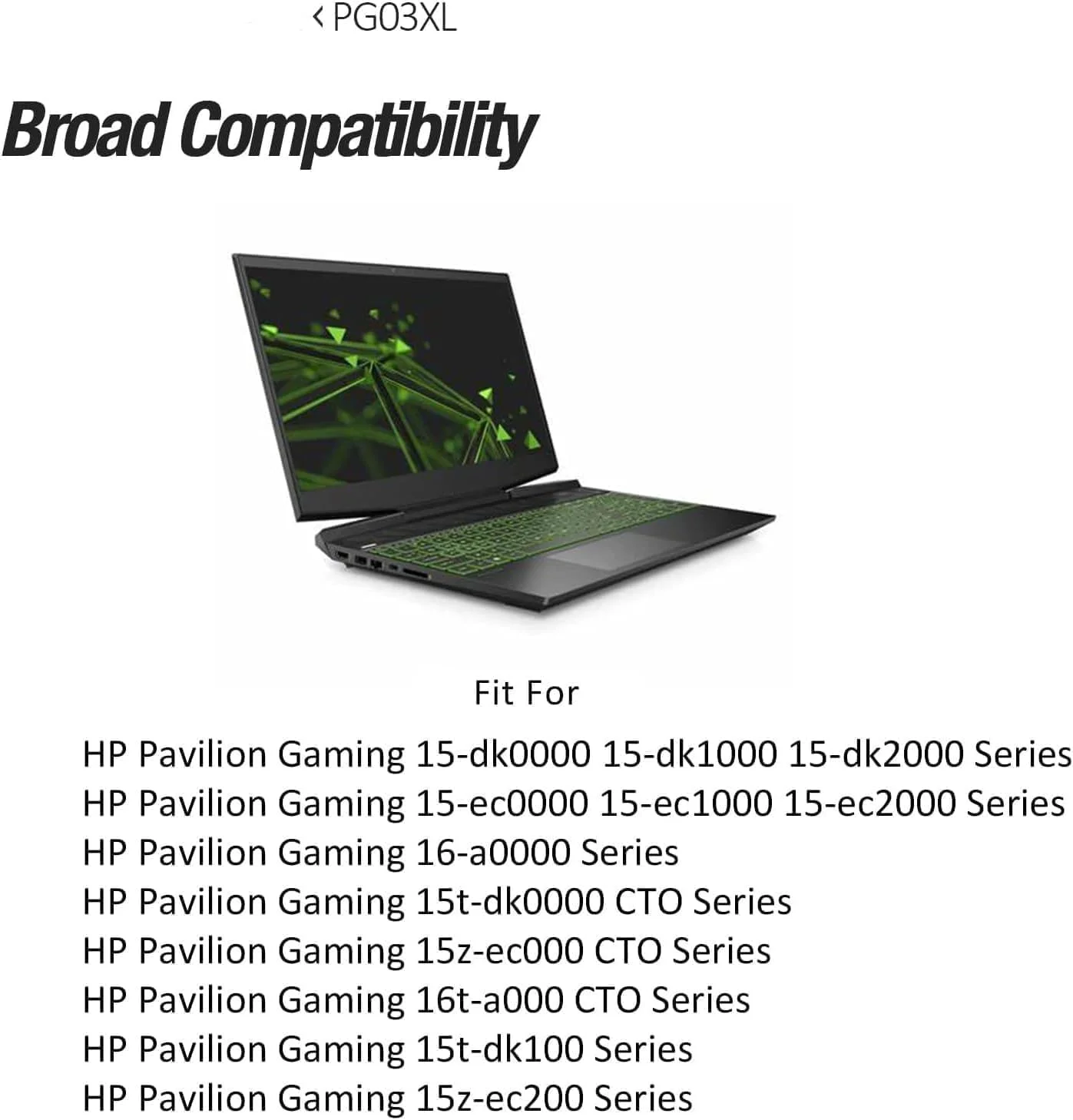 باتری جایگزین جدید PG03XL HSTNN-DB9G-L48430-2B2 برای // H.P' P.avilion/Gaming' 15-dk0xxx 15-dk1xxx