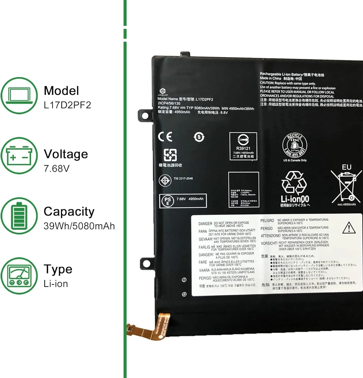باتری جایگزین سازگار برای لپ تاپ لنوو L17D2PF2