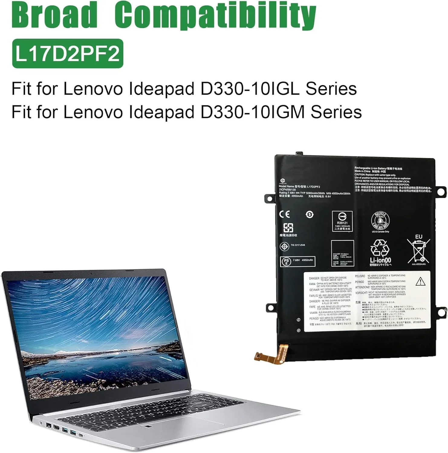 باتری جایگزین سازگار برای لپ تاپ لنوو L17D2PF2